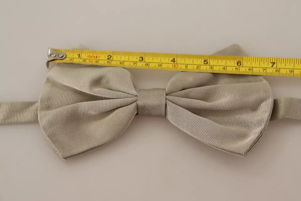 Dolce & Gabbana Silver Grey 100% Silk Ρυθμιζόμενο παπιγιόν στον λαιμό