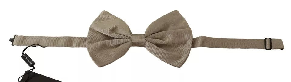 Dolce & Gabbana Silver Grey 100% Silk Ρυθμιζόμενο παπιγιόν στον λαιμό