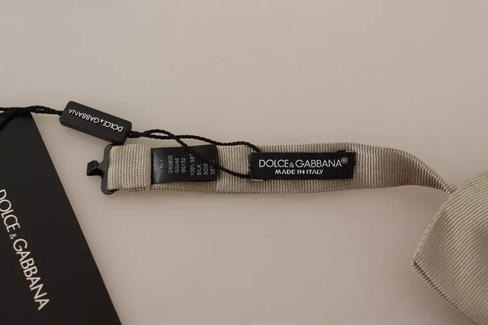 Dolce & Gabbana Silver Grey 100% Silk Ρυθμιζόμενο παπιγιόν στον λαιμό