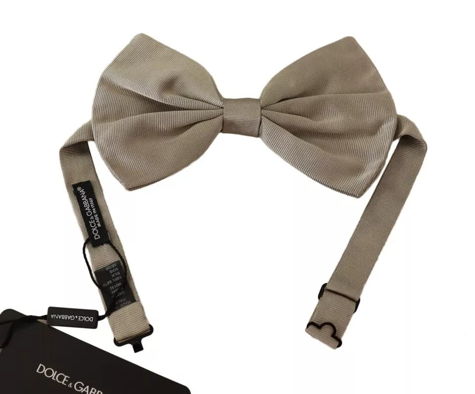 Dolce & Gabbana Silver Grey 100% Silk Ρυθμιζόμενο παπιγιόν στον λαιμό