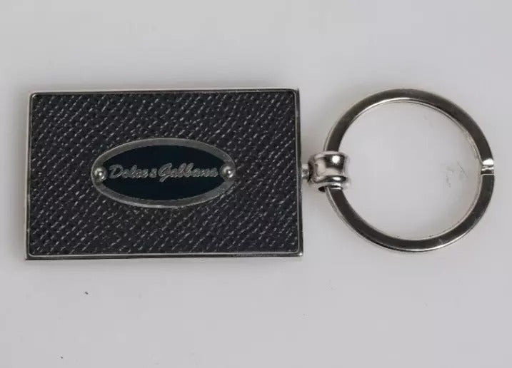 Dolce & Gabbana μαύρο δερμάτινο λογότυπο μεταλλικό δαχτυλίδι Μπρελόκ μπρελόκ