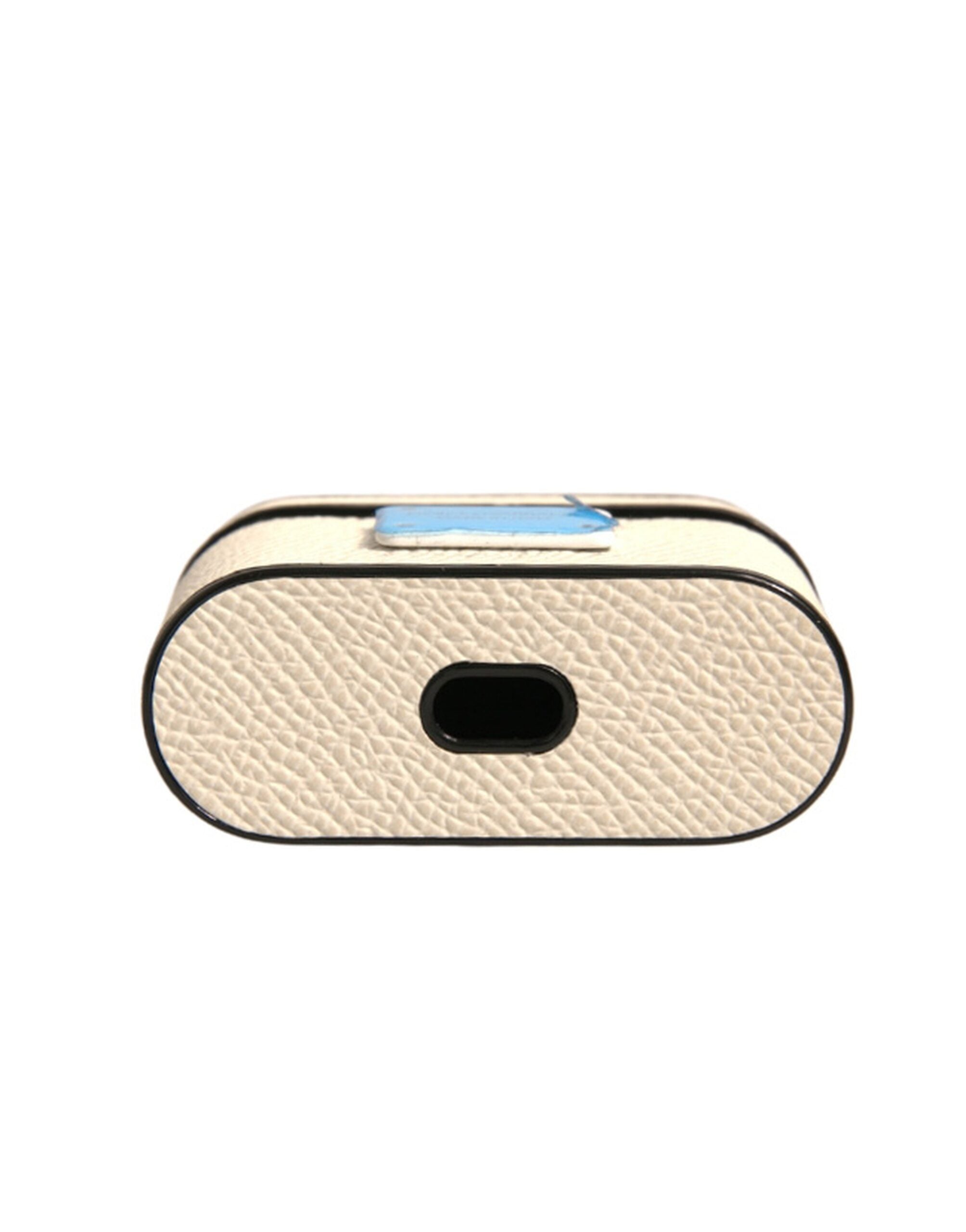 Θήκη Airpods με πλάκα με λογότυπο Dolce & Gabbana White Leather Metal