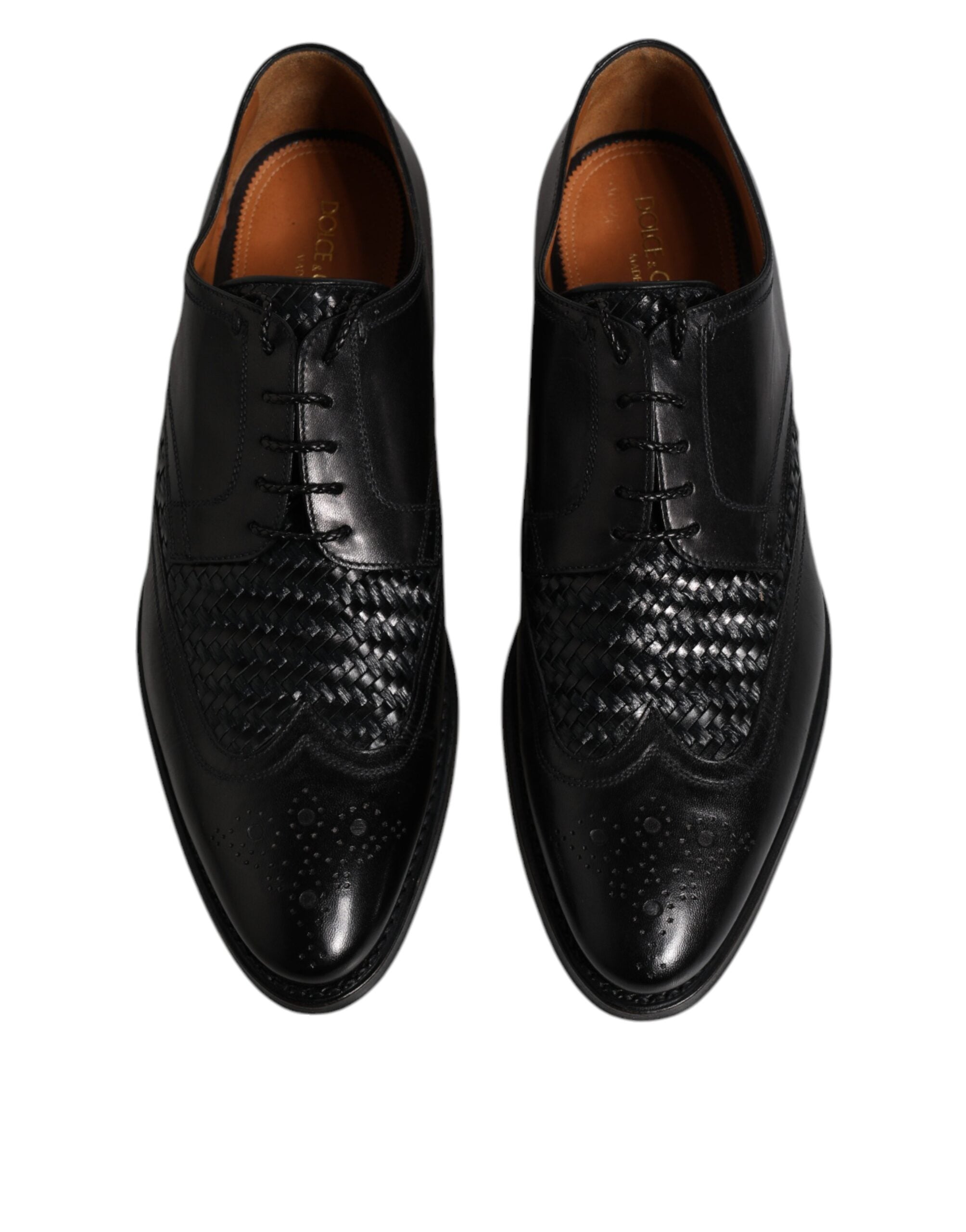 Dolce & Gabbana Μαύρο Δερμάτινο Derby Wingtip Lace Up Formal Dress Παπούτσια
