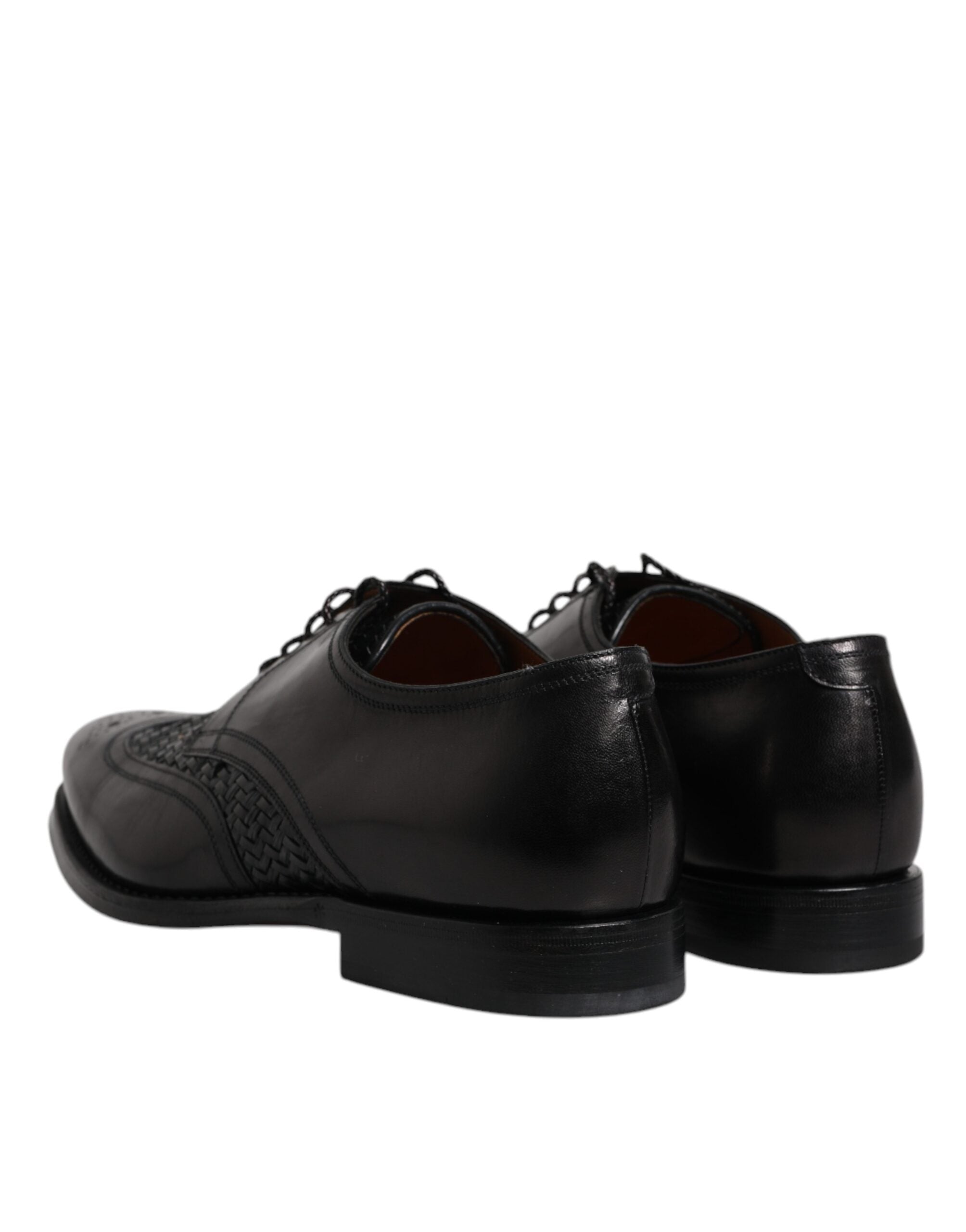 Dolce & Gabbana Μαύρο Δερμάτινο Derby Wingtip Lace Up Formal Dress Παπούτσια