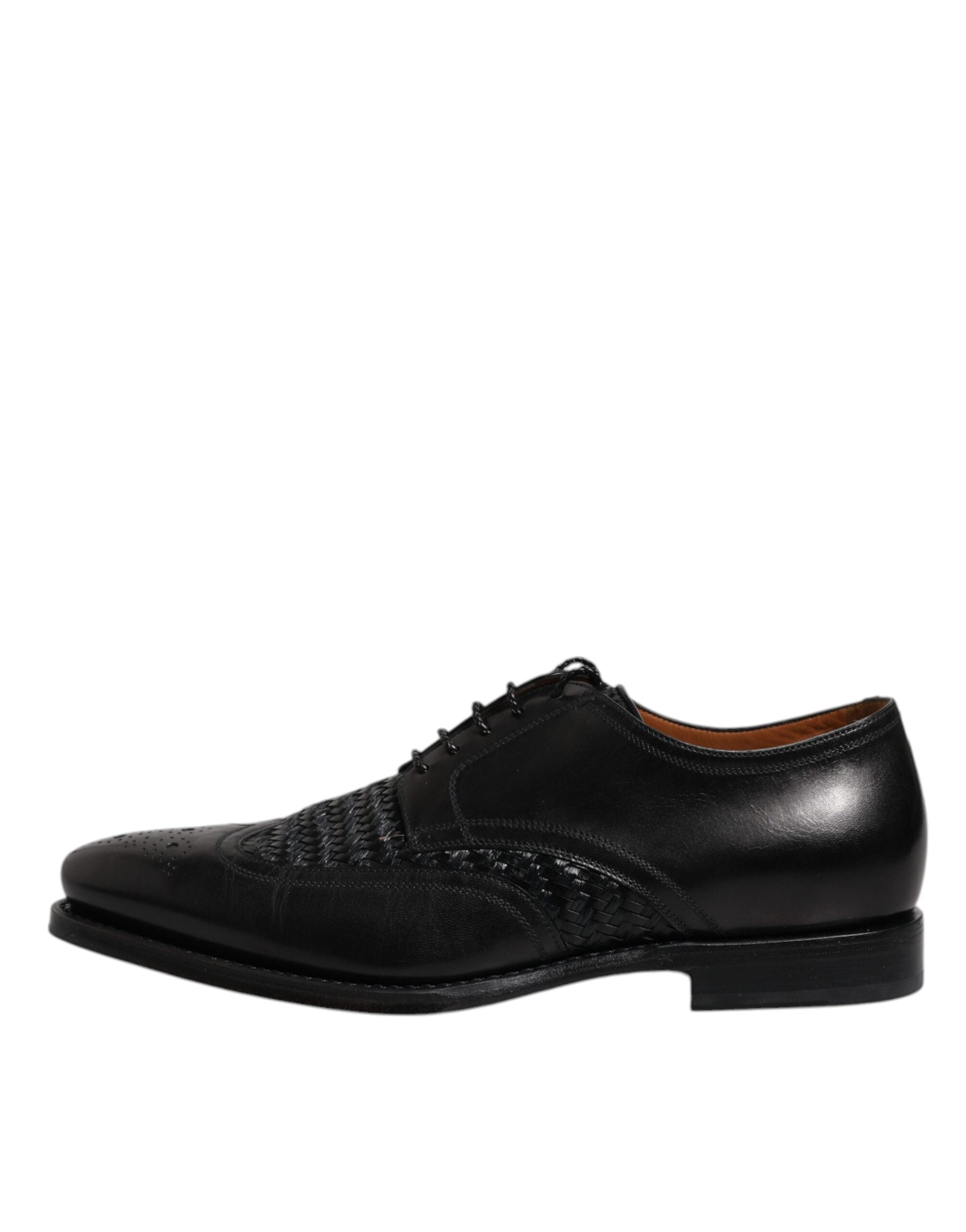 Dolce & Gabbana Μαύρο Δερμάτινο Derby Wingtip Lace Up Formal Dress Παπούτσια