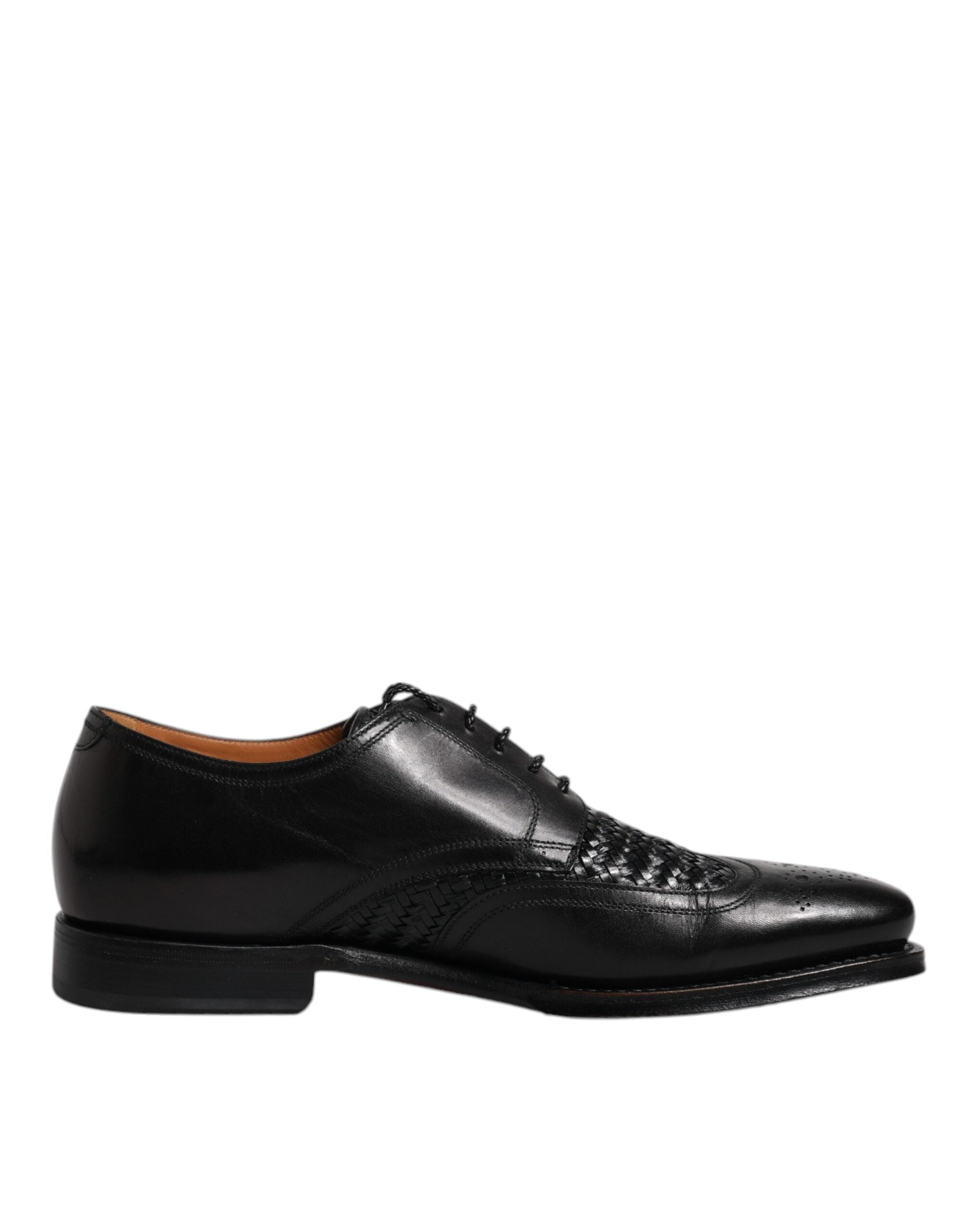 Dolce & Gabbana Μαύρο Δερμάτινο Derby Wingtip Lace Up Formal Dress Παπούτσια