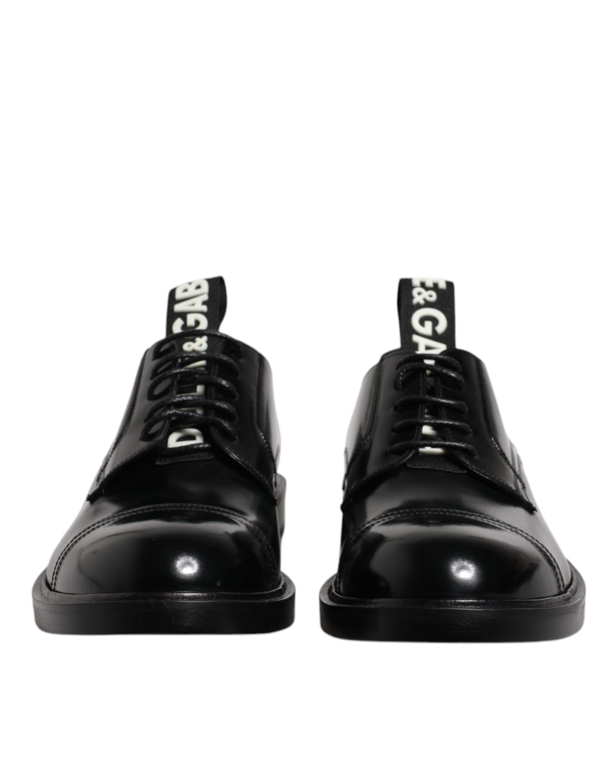 Dolce & Gabbana Μαύρο λουστρίνι Derby Lace Up Formal Dress Παπούτσια