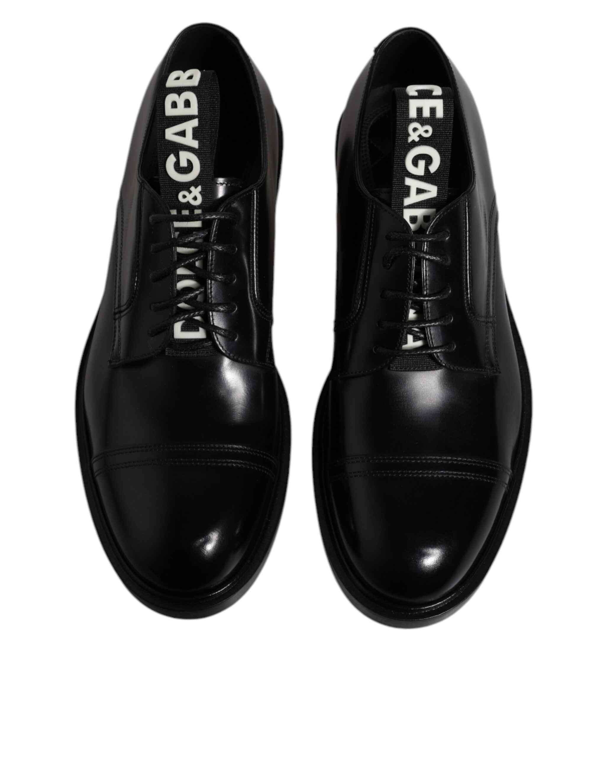 Dolce & Gabbana Μαύρο λουστρίνι Derby Lace Up Formal Dress Παπούτσια