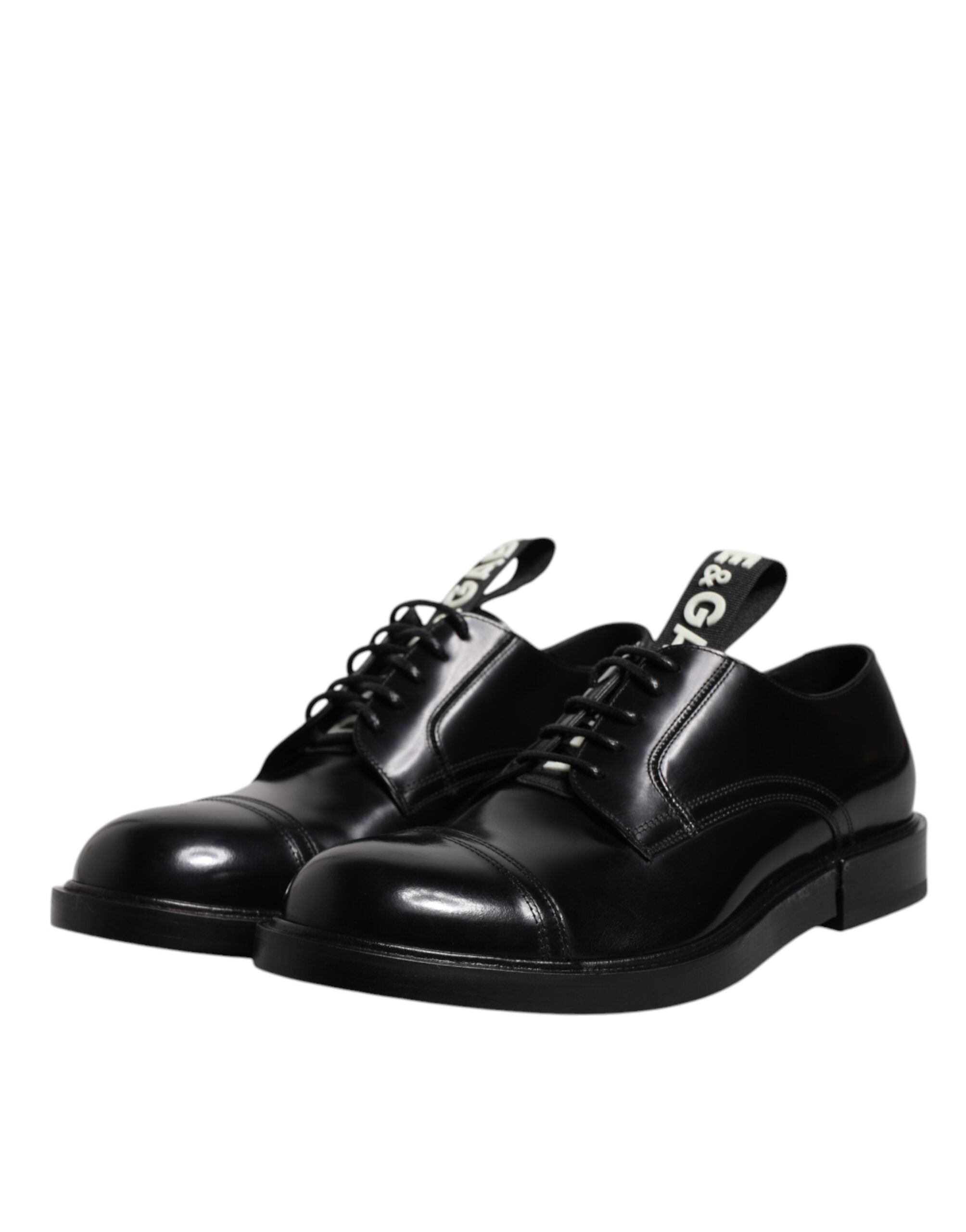 Dolce & Gabbana Μαύρο λουστρίνι Derby Lace Up Formal Dress Παπούτσια