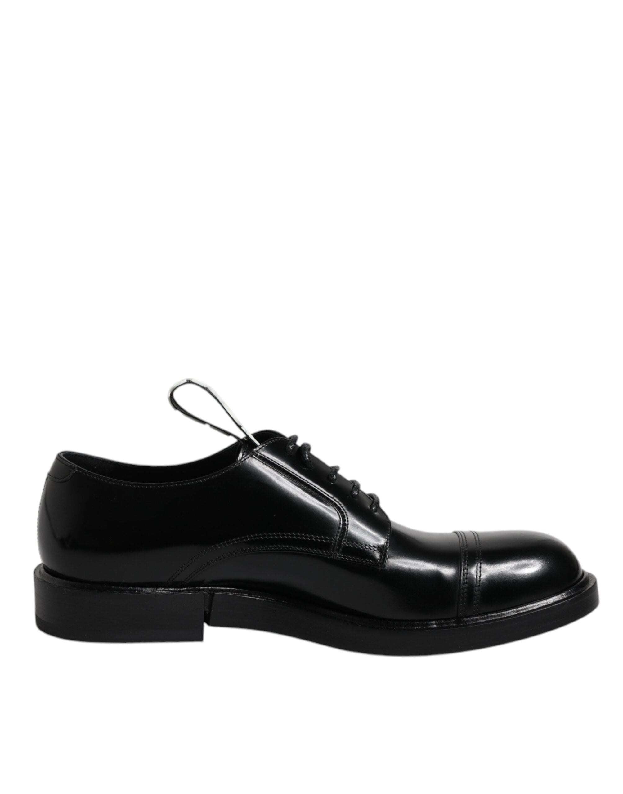 Dolce & Gabbana Μαύρο λουστρίνι Derby Lace Up Formal Dress Παπούτσια