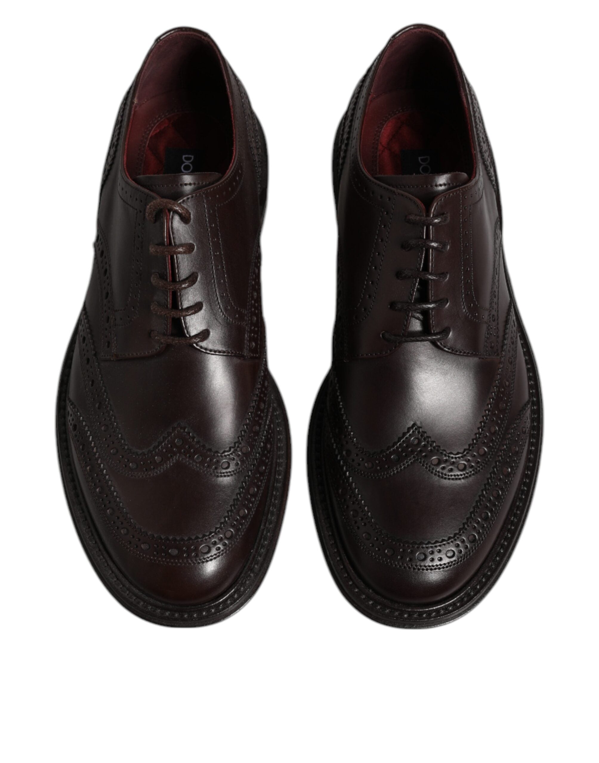 Dolce & Gabbana Brown Δερμάτινο Derby Wingtip Lace Up Formal Dress Παπούτσια