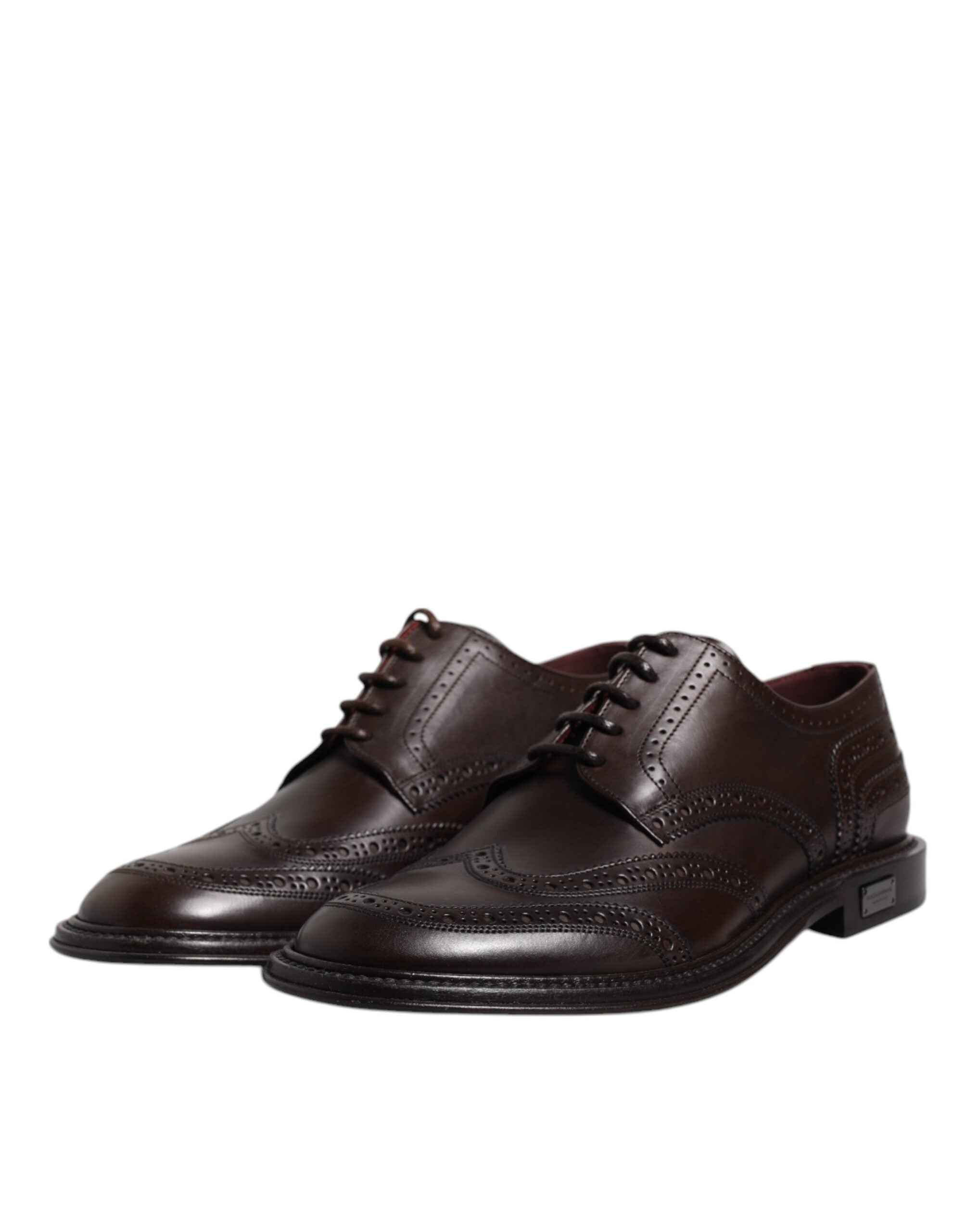 Dolce & Gabbana Brown Δερμάτινο Derby Wingtip Lace Up Formal Dress Παπούτσια