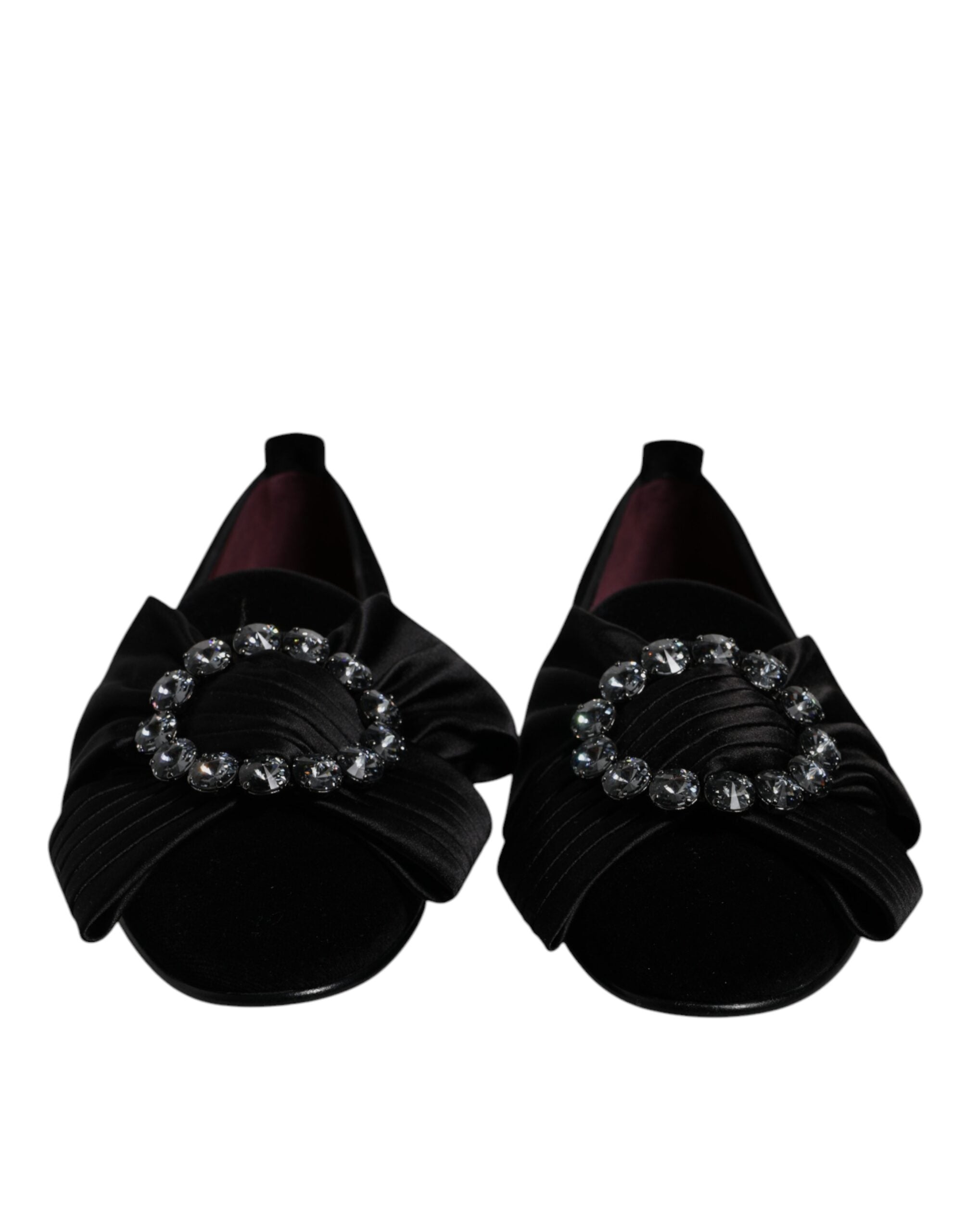 Dolce & Gabbana Black Crystal Flats Ανδρικά Loafers Παπούτσια