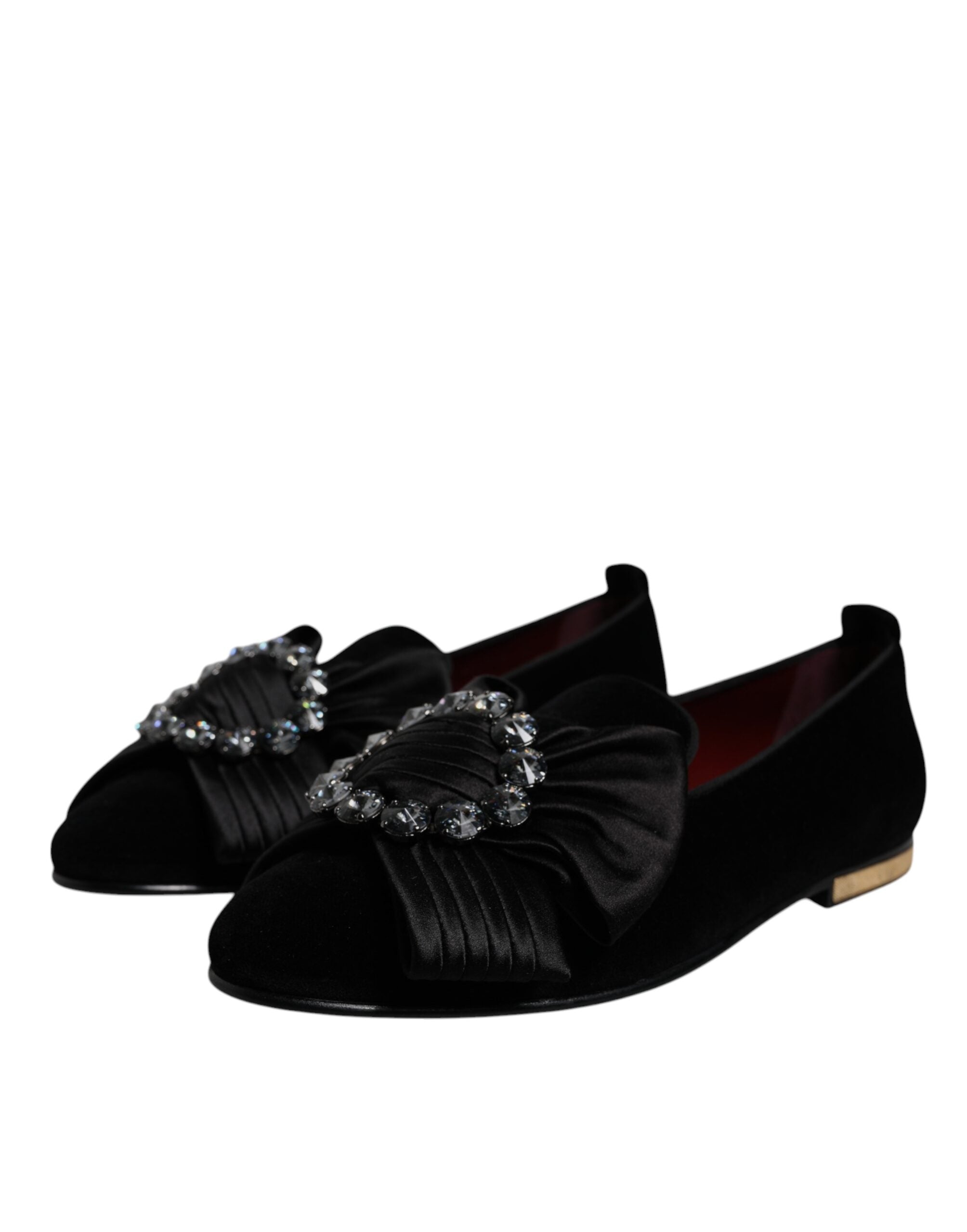 Dolce & Gabbana Black Crystal Flats Ανδρικά Loafers Παπούτσια