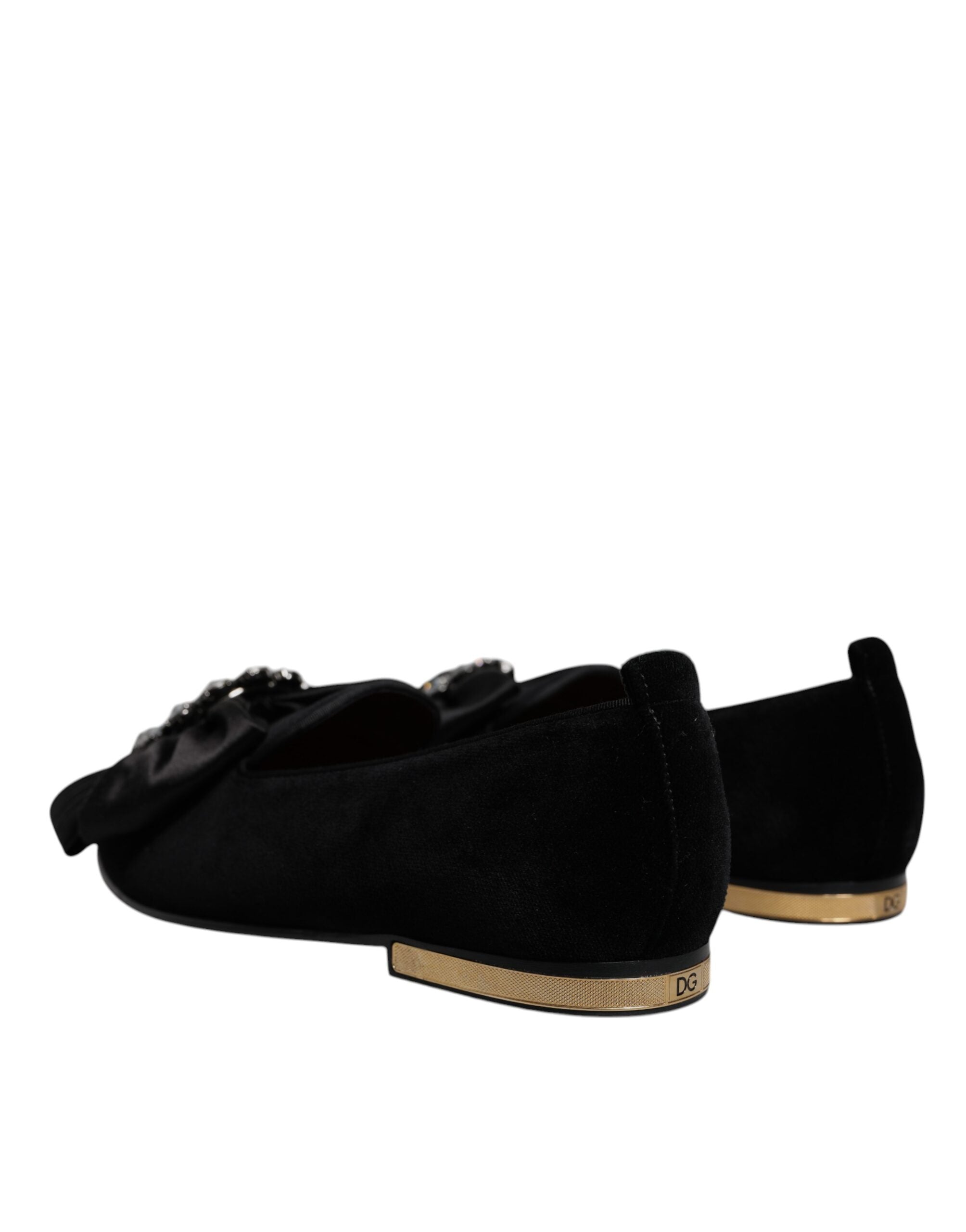 Dolce & Gabbana Black Crystal Flats Ανδρικά Loafers Παπούτσια