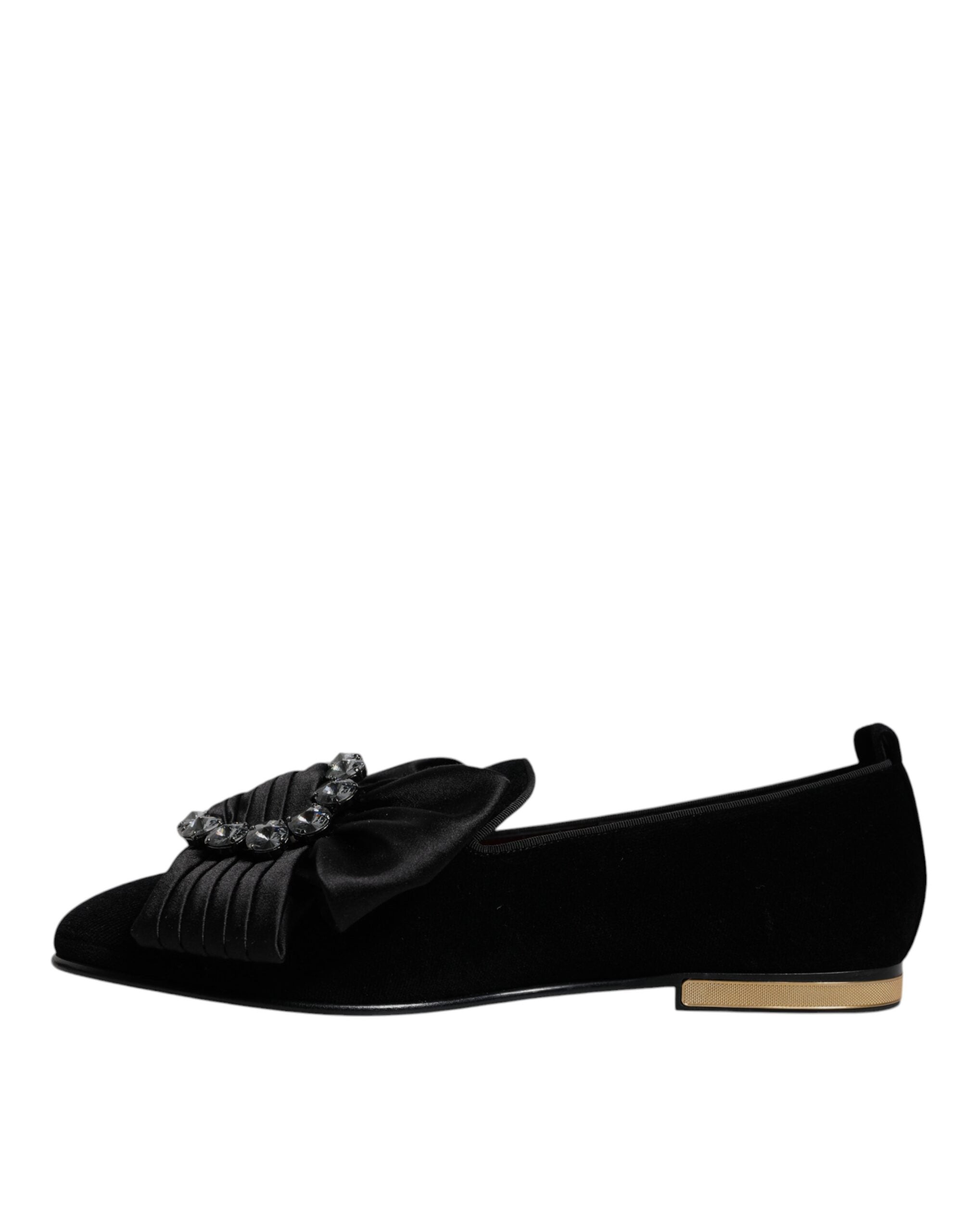 Dolce & Gabbana Black Crystal Flats Ανδρικά Loafers Παπούτσια