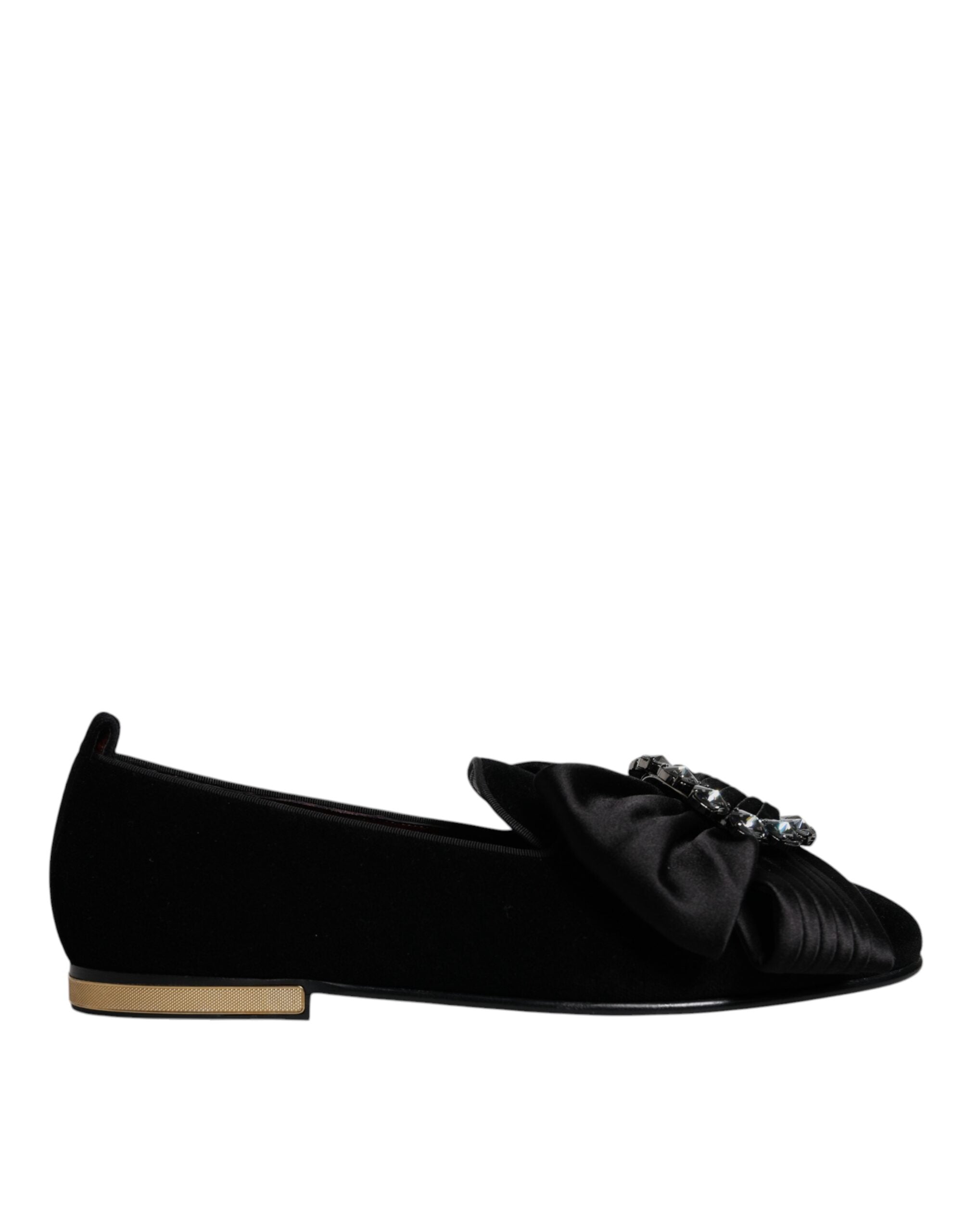 Dolce & Gabbana Black Crystal Flats Ανδρικά Loafers Παπούτσια