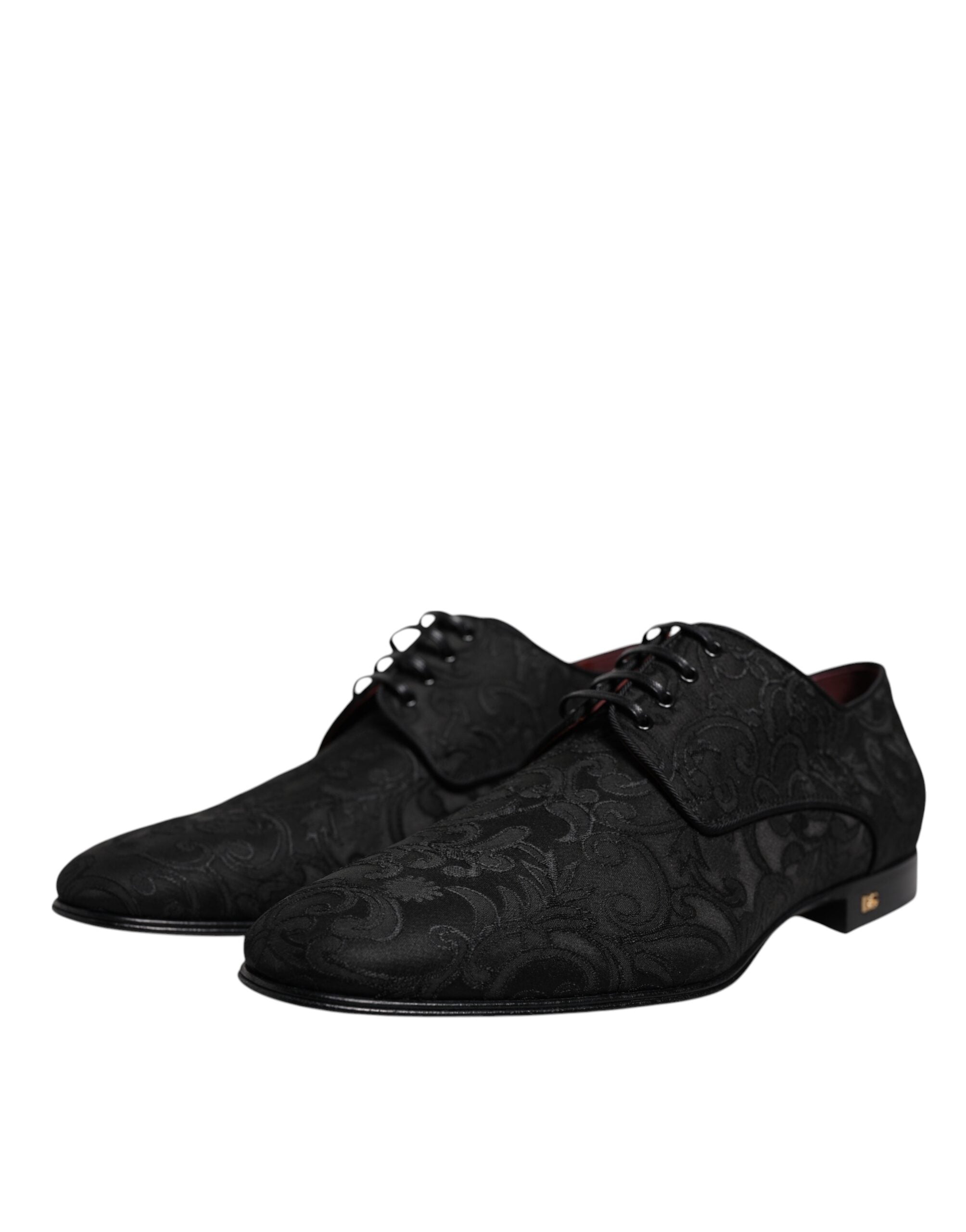 Παπούτσια φόρεμα Dolce & Gabbana Black Jacquard Lace Up Derby