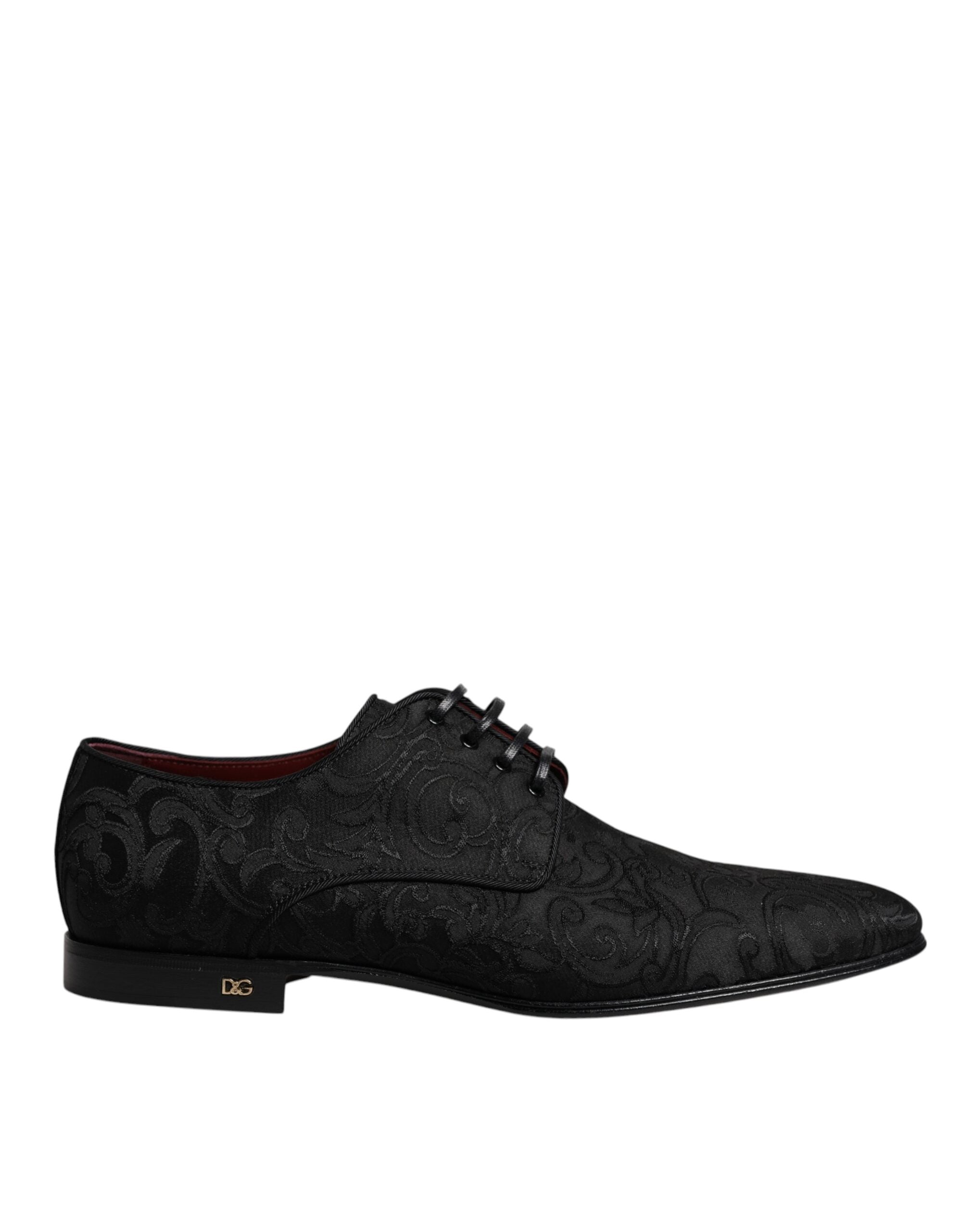 Παπούτσια φόρεμα Dolce & Gabbana Black Jacquard Lace Up Derby