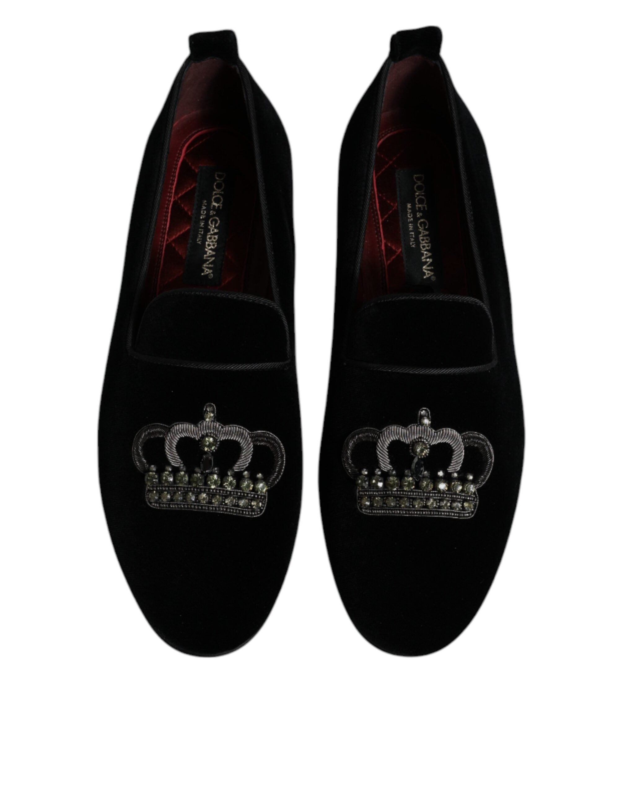 Dolce & Gabbana Μαύρο Βελούδινο Crystal Loafers Επίσημα Παπούτσια Φόρεμα