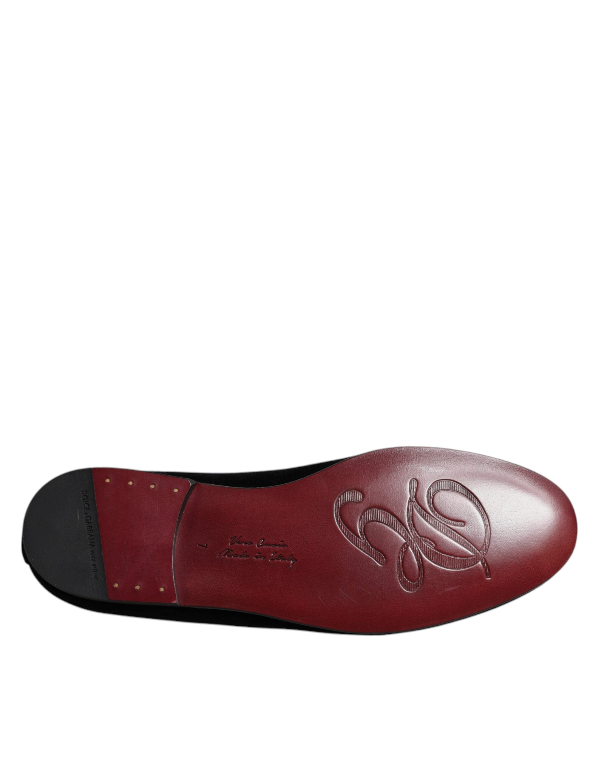 Dolce & Gabbana Μαύρο Βελούδινο Crystal Loafers Επίσημα Παπούτσια Φόρεμα