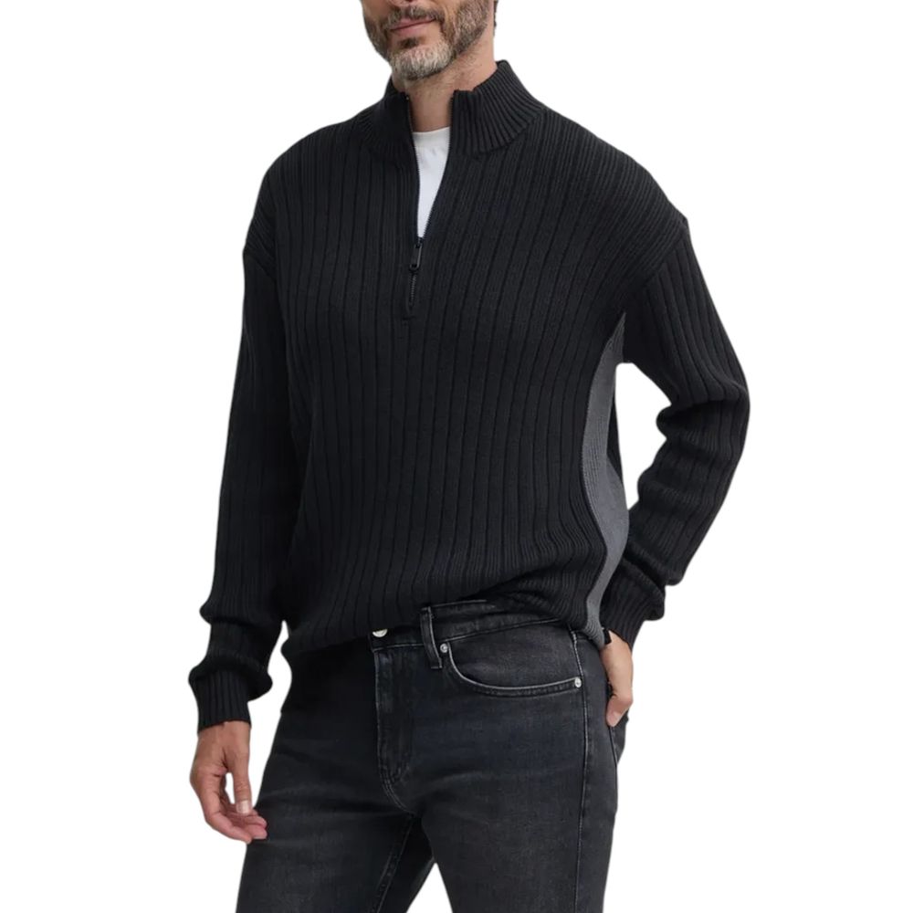 Ζακέτα Calvin Klein Jeans Μαύρη βαμβακερή ζακέτα