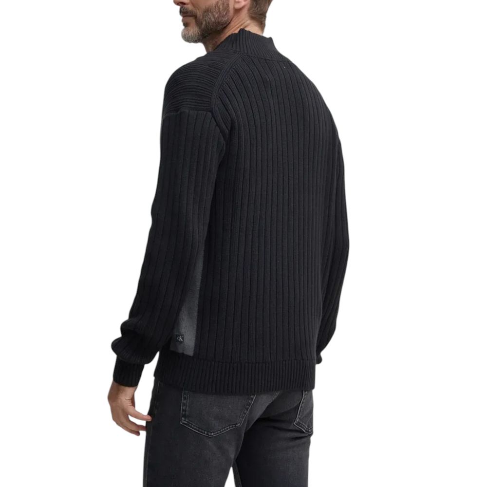 Ζακέτα Calvin Klein Jeans Μαύρη βαμβακερή ζακέτα