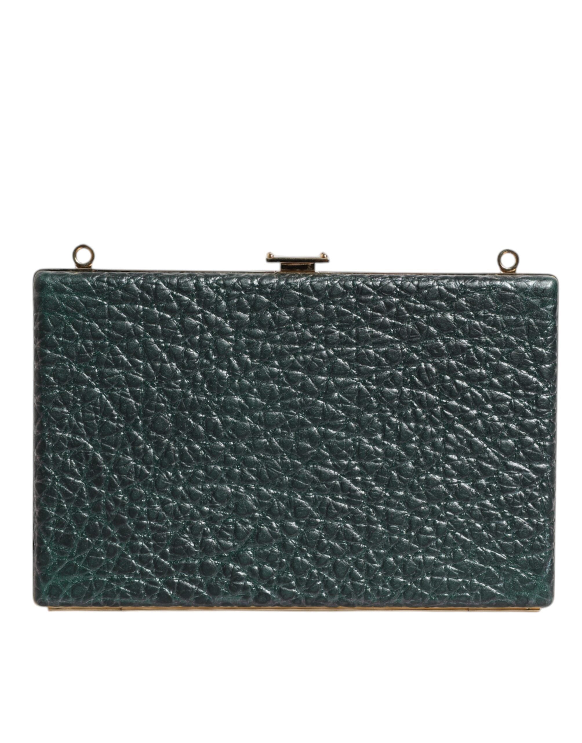 Dolce & Gabbana Μαύρη δερμάτινη τσάντα Clutch βραδινή χιαστί