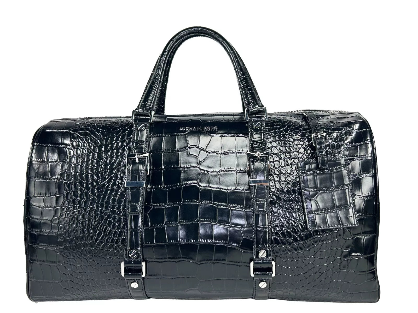 Michael Kors Bedford Travel XL Embossed Duffle Bag Weekender Black