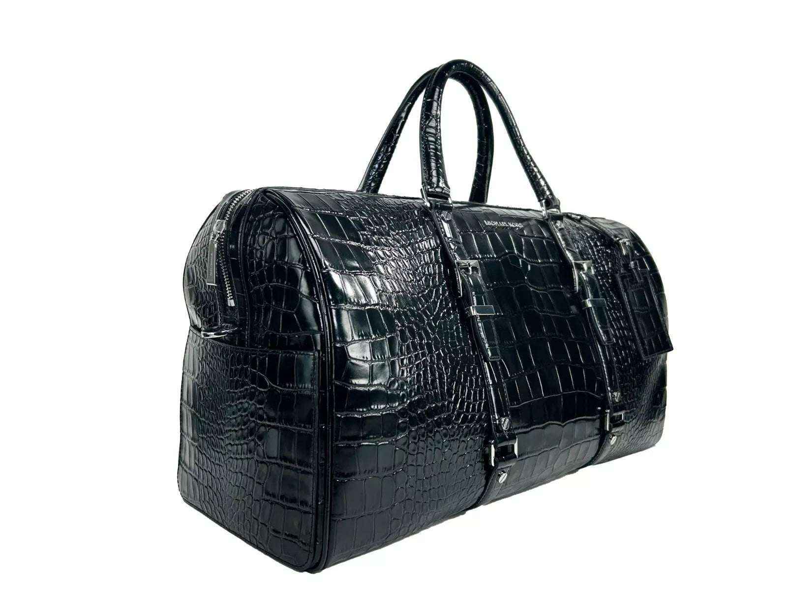 Michael Kors Bedford Travel XL Embossed Duffle Bag Weekender Black