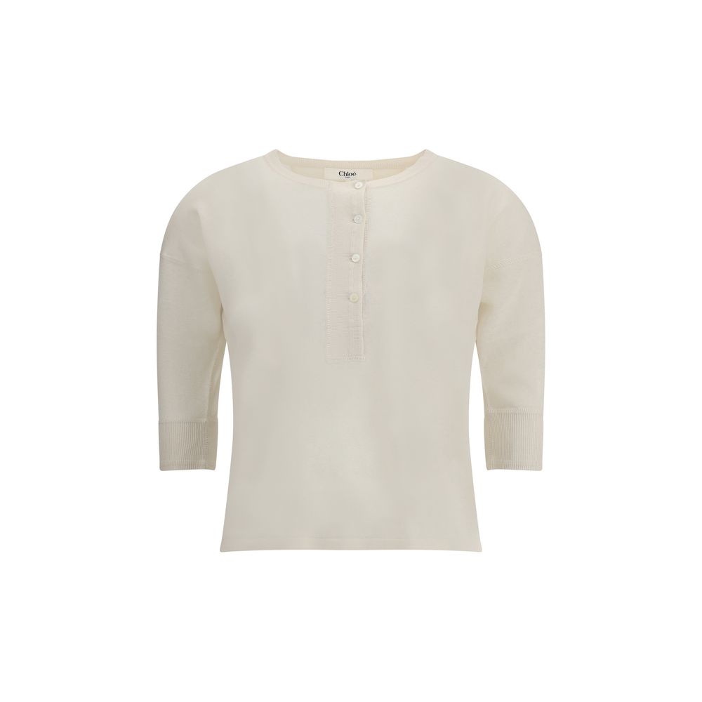 Chloé Linen Henley Long Sleeve Jersey