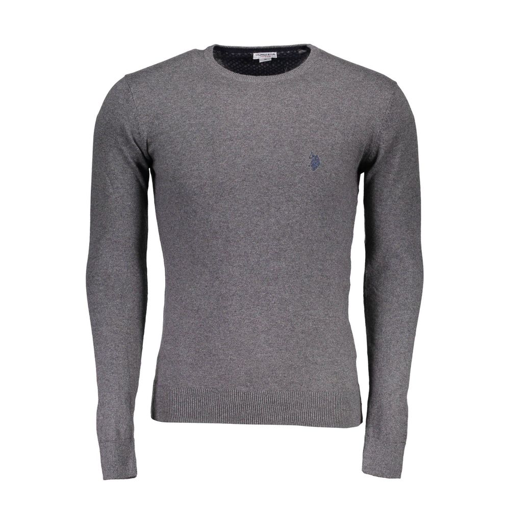 US POLO ASSN. Γκρι βαμβακερό ανδρικό πουλόβερ