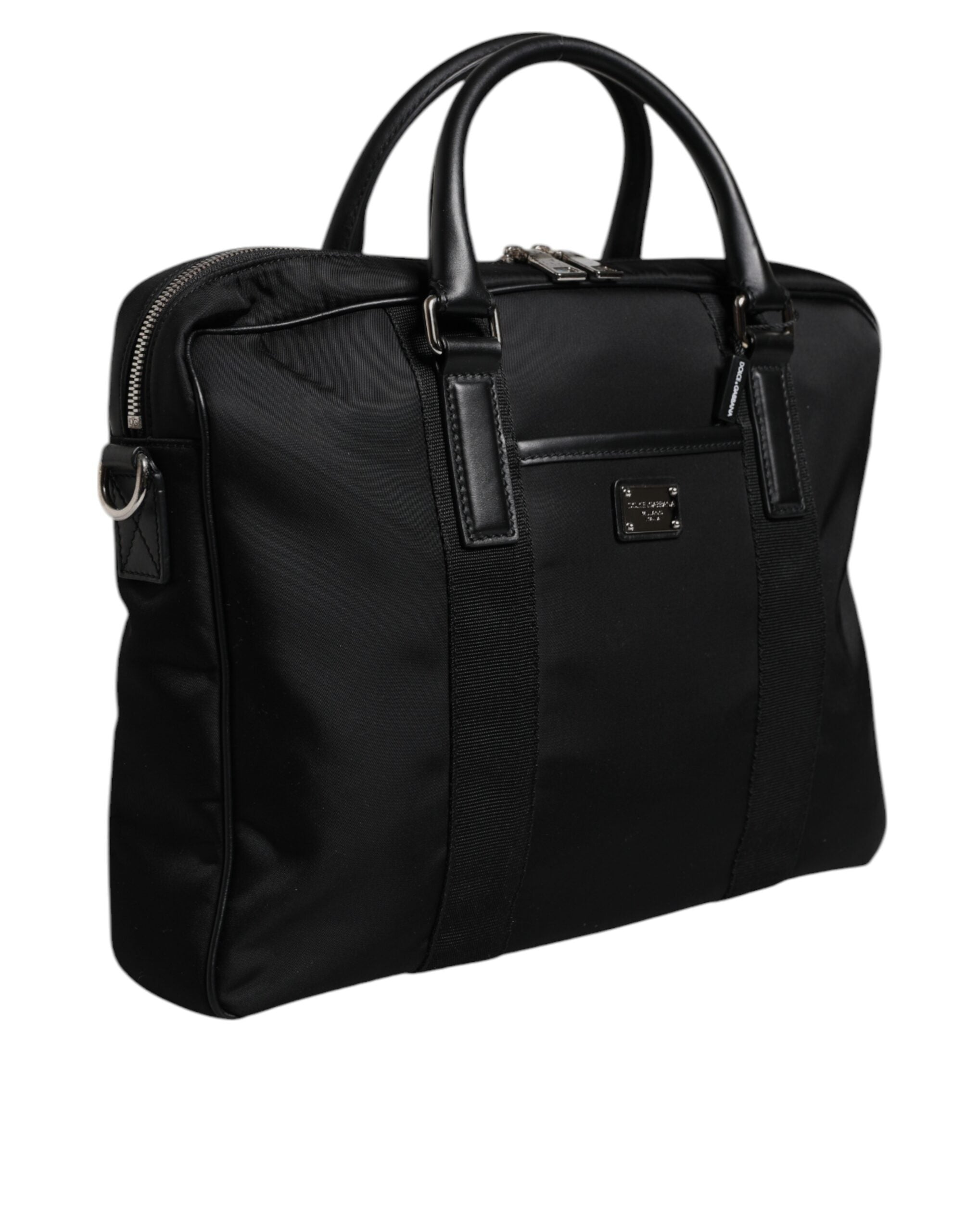Dolce & Gabbana Black Leather Document Briefcase Top Handle Bag