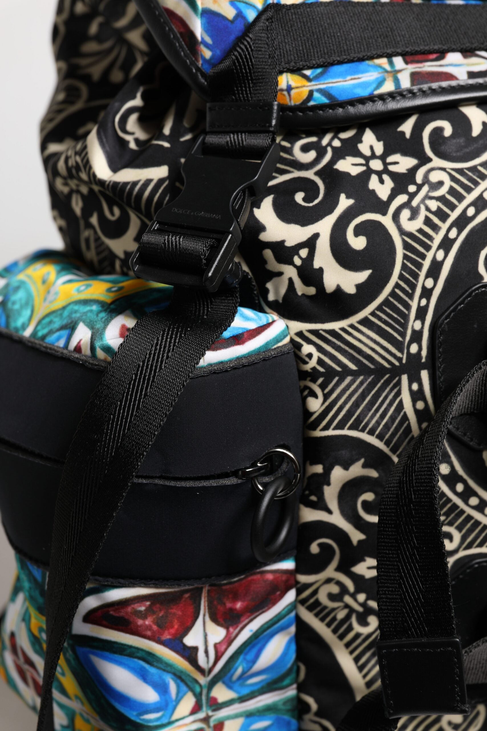 Dolce & Gabbana Multicolor Maiolica Print Nylon Backpack Bag