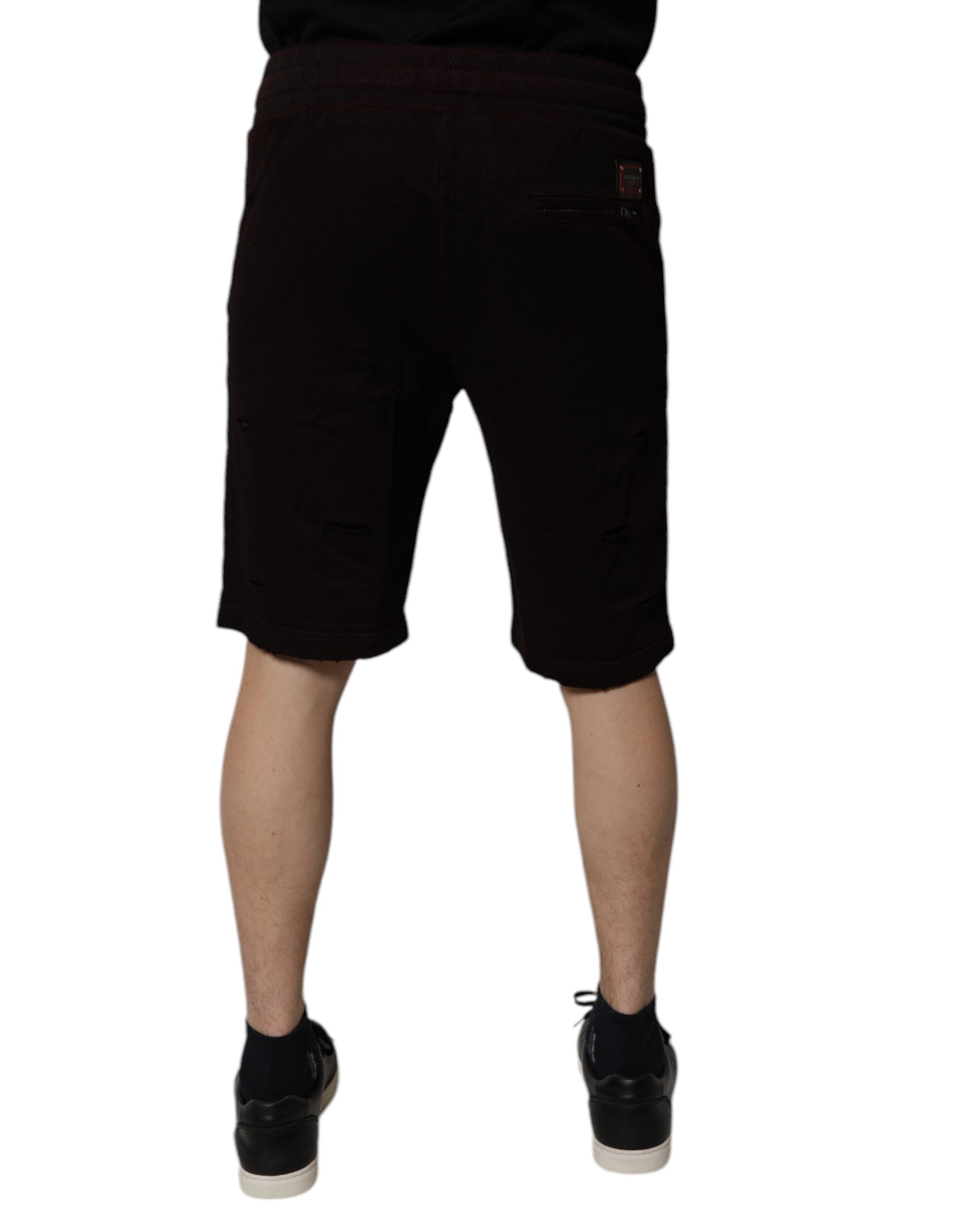 Dolce & Gabbana Maroon Cotton Sweatshorts Men Bermuda Shorts