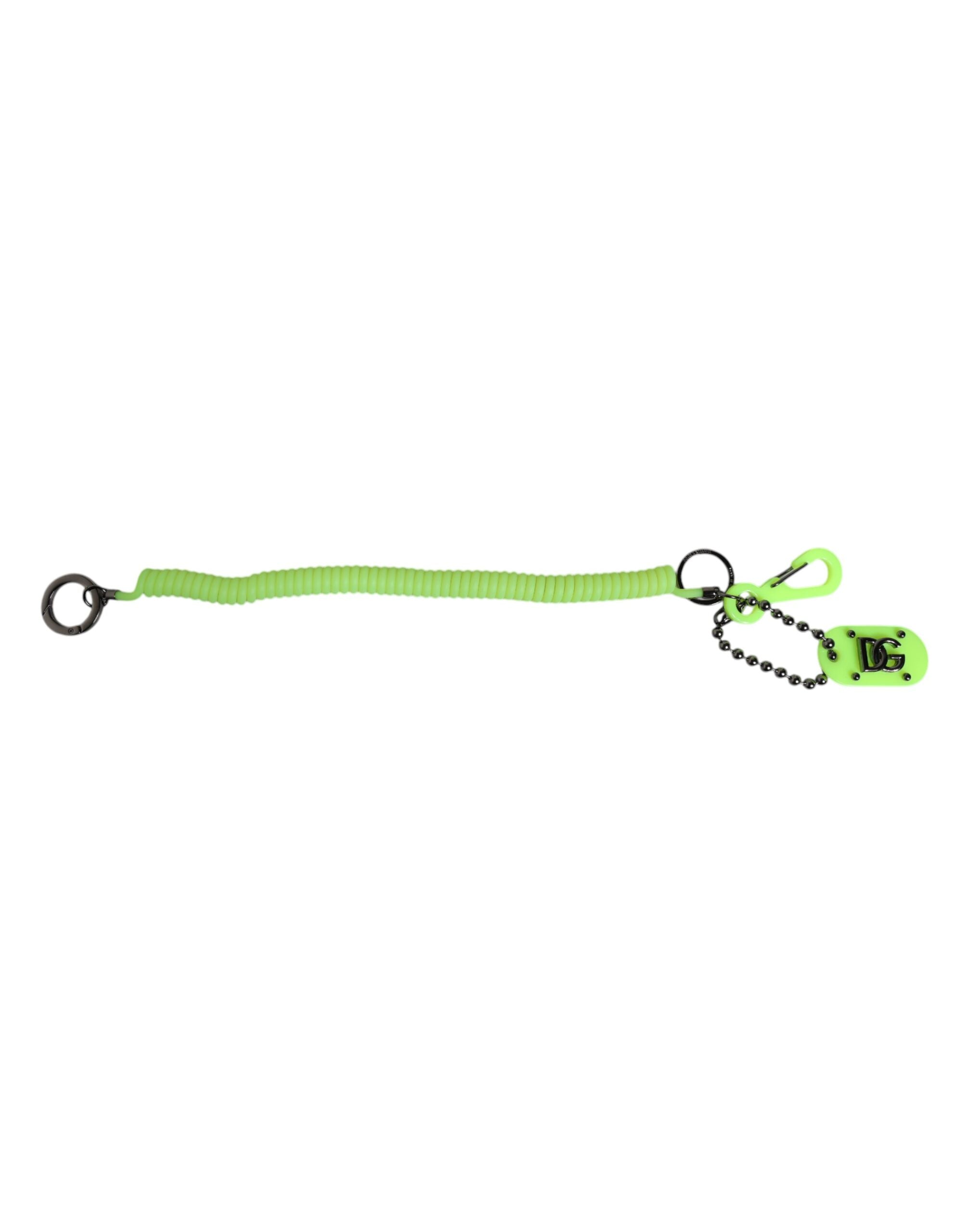 Dolce & Gabbana Green Springy Key Holder DG Logo Men's Keychain Keyring