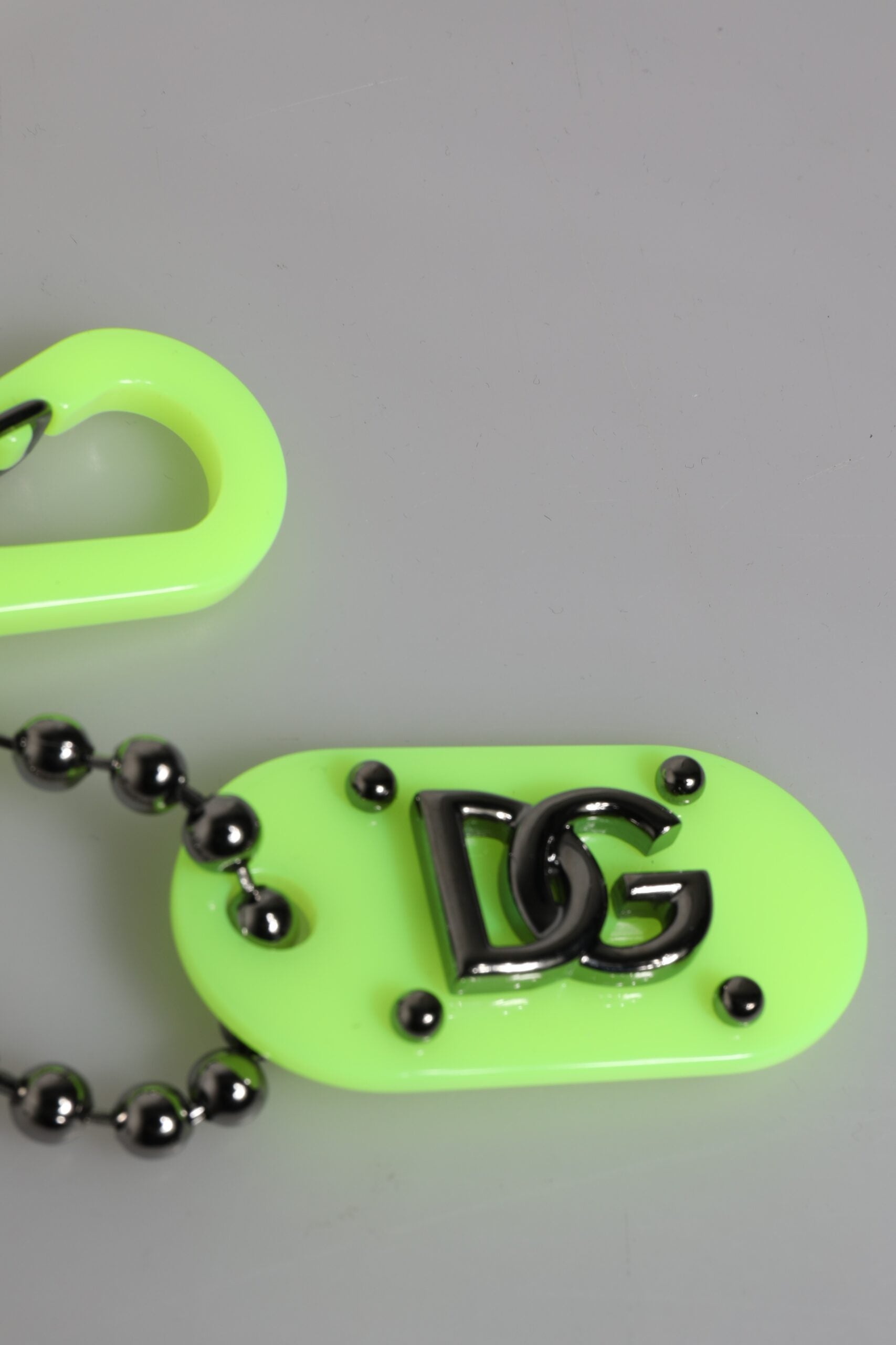 Dolce & Gabbana Green Springy Key Holder DG Logo Men's Keychain Keyring