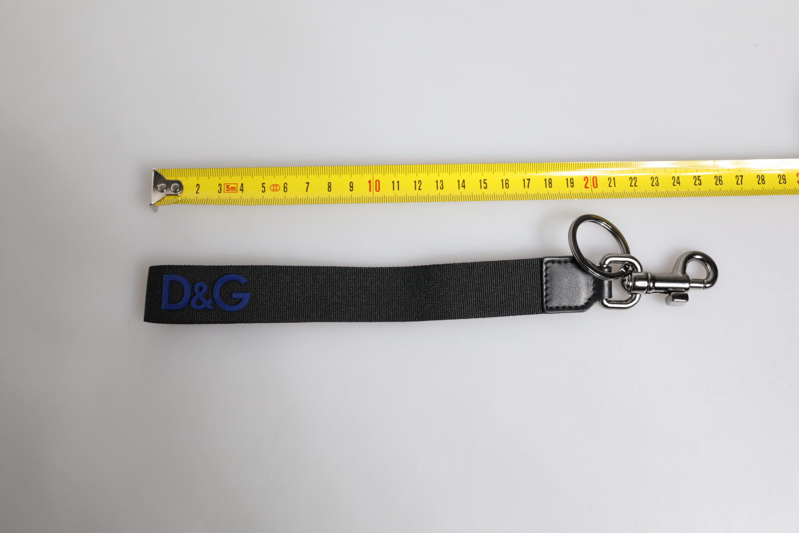 Dolce & Gabbana Black Logo Nylon Silver Brass Men Holder Keychain Keyring