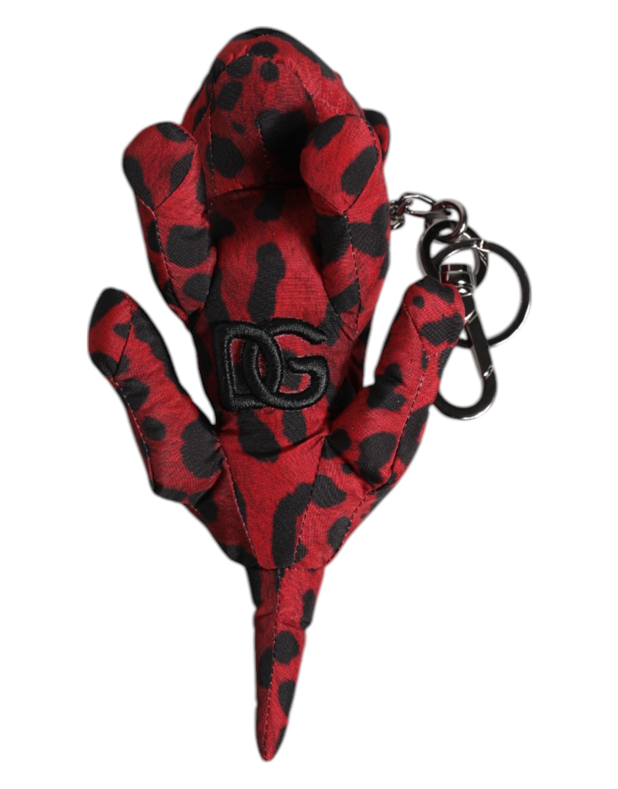 Dolce & Gabbana Red Black Polyester Animal Silhouette Keychain Keyring