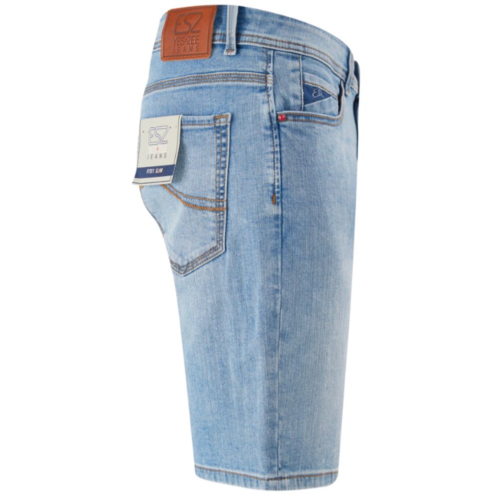Yes Zee Light Blue Cotton Men Bermuda Short