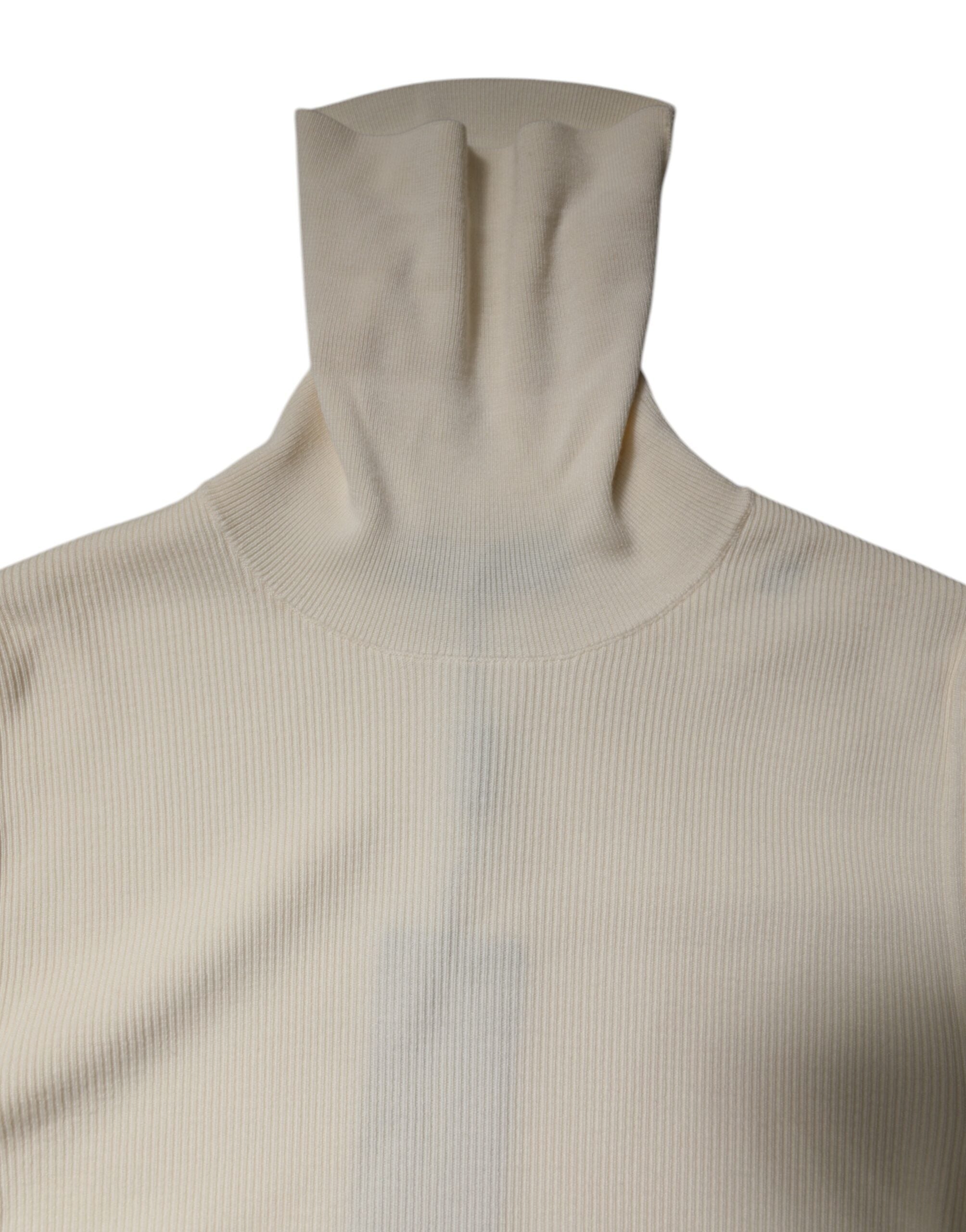 Dolce & Gabbana Cream Long Sleeves Turtleneck Slim Sweater