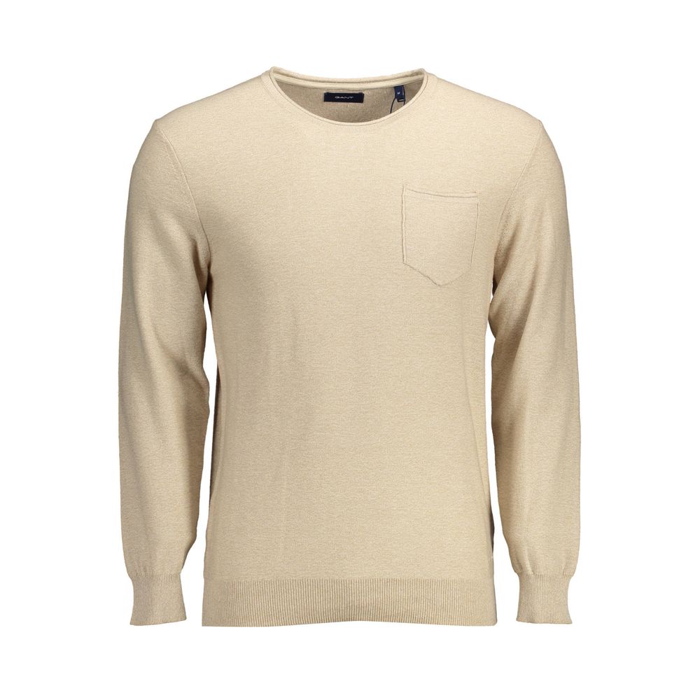 Ανδρικό πουλόβερ από βαμβάκι Gant Beige