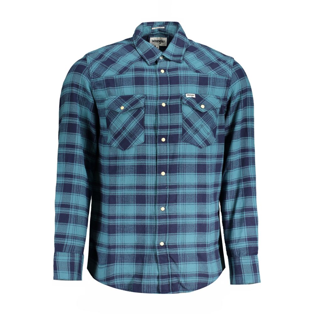 Wrangler Blue Cotton Pattern Shirt