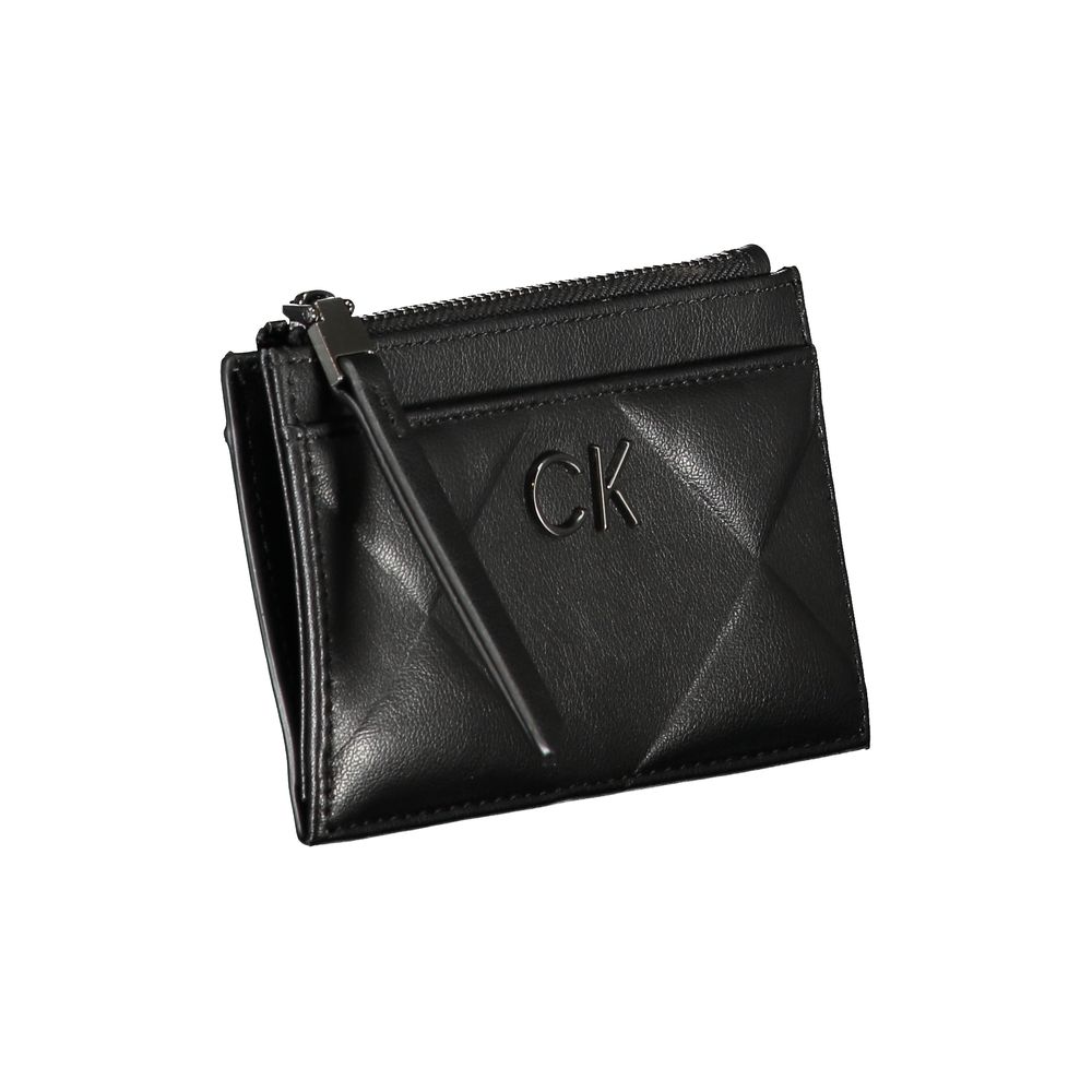 Calvin Klein Sleek μαύρο πορτοφόλι με φερμουάρ με λεπτομέρειες από αντίθεση