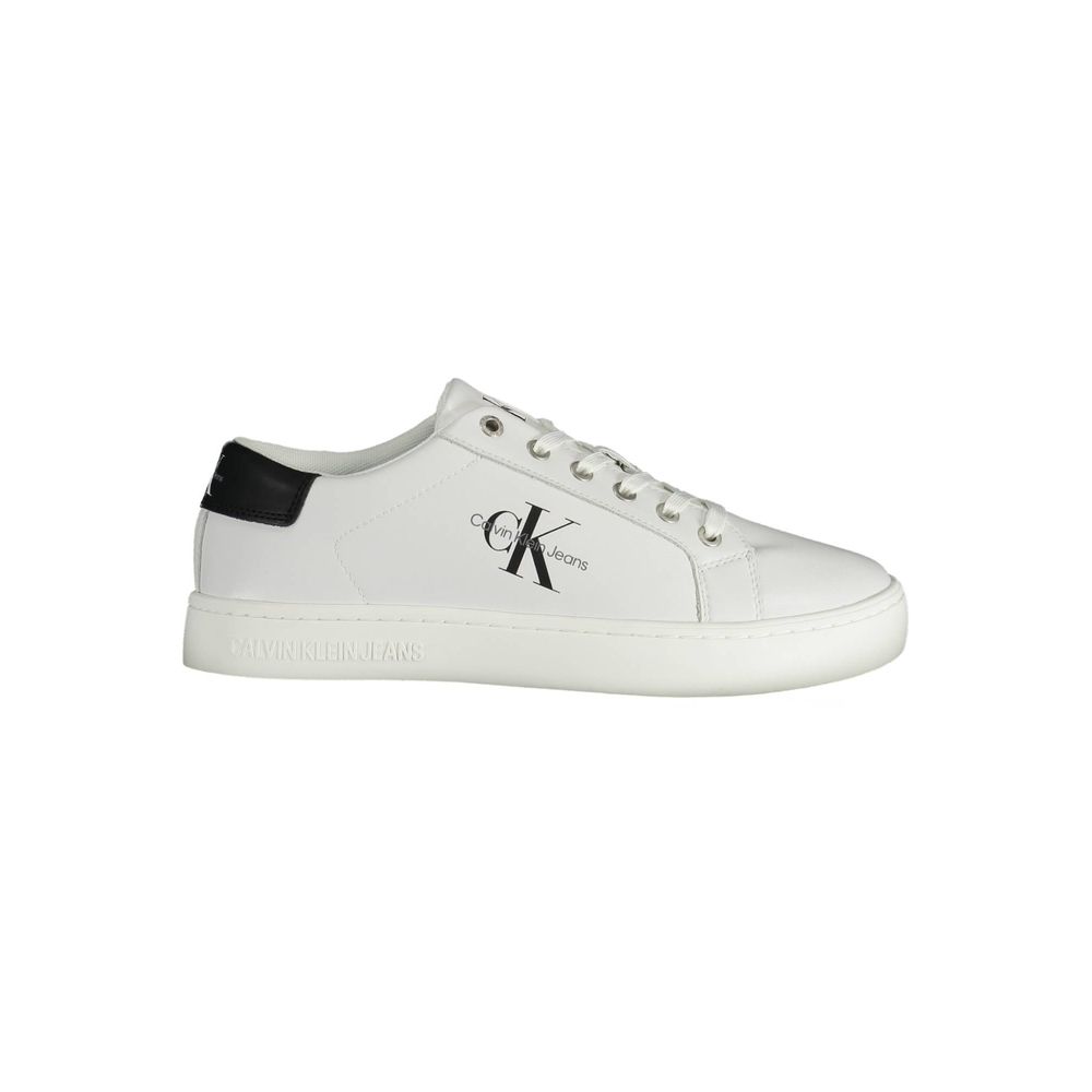 Calvin Klein Sleek White Lace-Up αθλητικά παπούτσια με λεπτομέρεια λογότυπου
