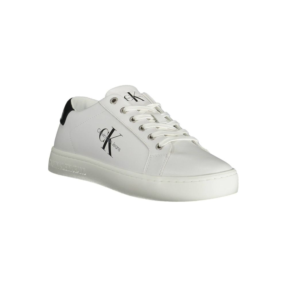 Calvin Klein Sleek White Lace-Up αθλητικά παπούτσια με λεπτομέρεια λογότυπου