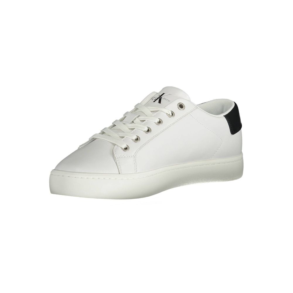 Calvin Klein Sleek White Lace-Up αθλητικά παπούτσια με λεπτομέρεια λογότυπου