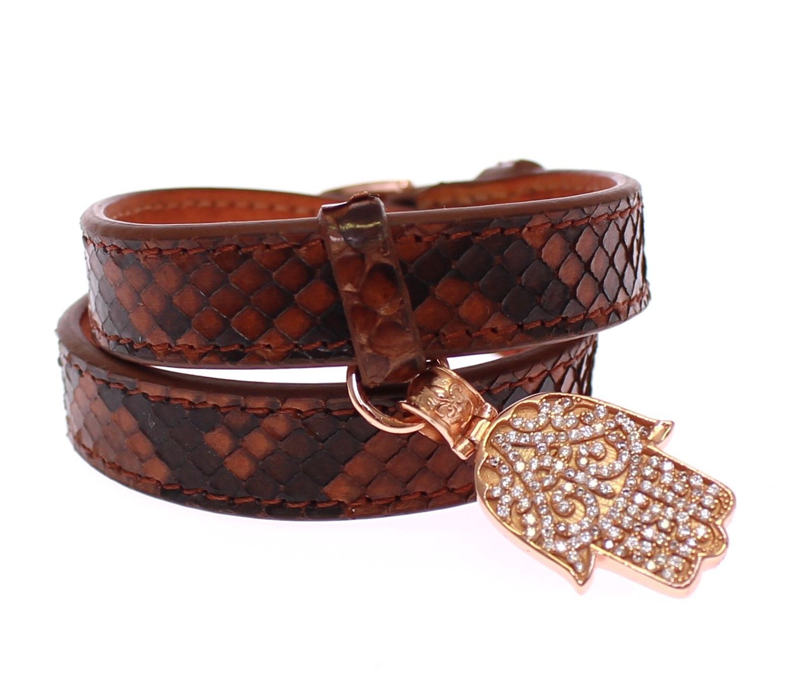 Βραχιόλι Nialaya Chic Snakeskin Leather & Gold Cuff