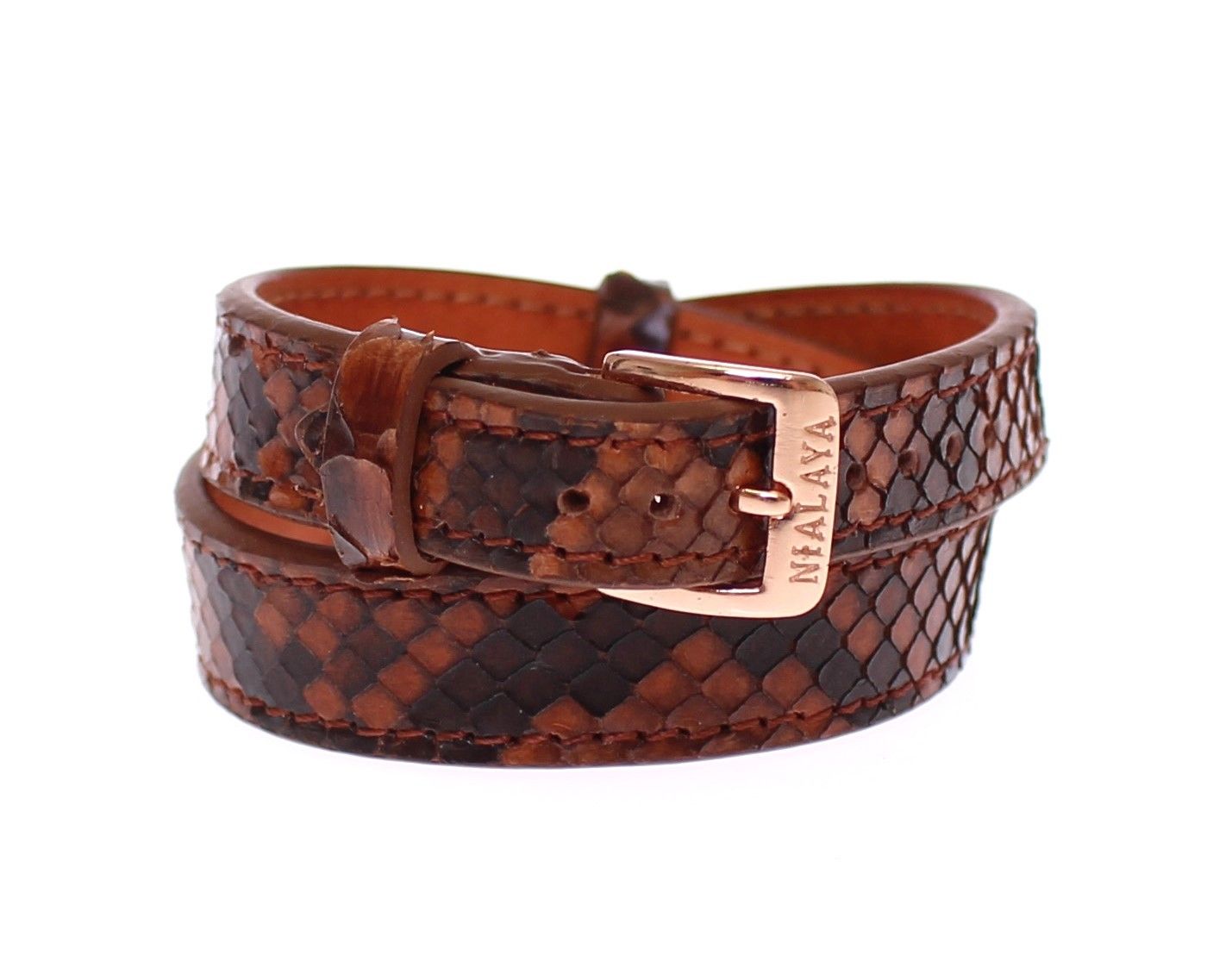 Βραχιόλι Nialaya Chic Snakeskin Leather & Gold Cuff