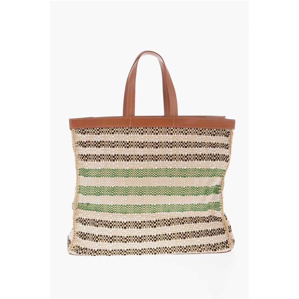 Jil Sander Beige Raffia Tote Bag